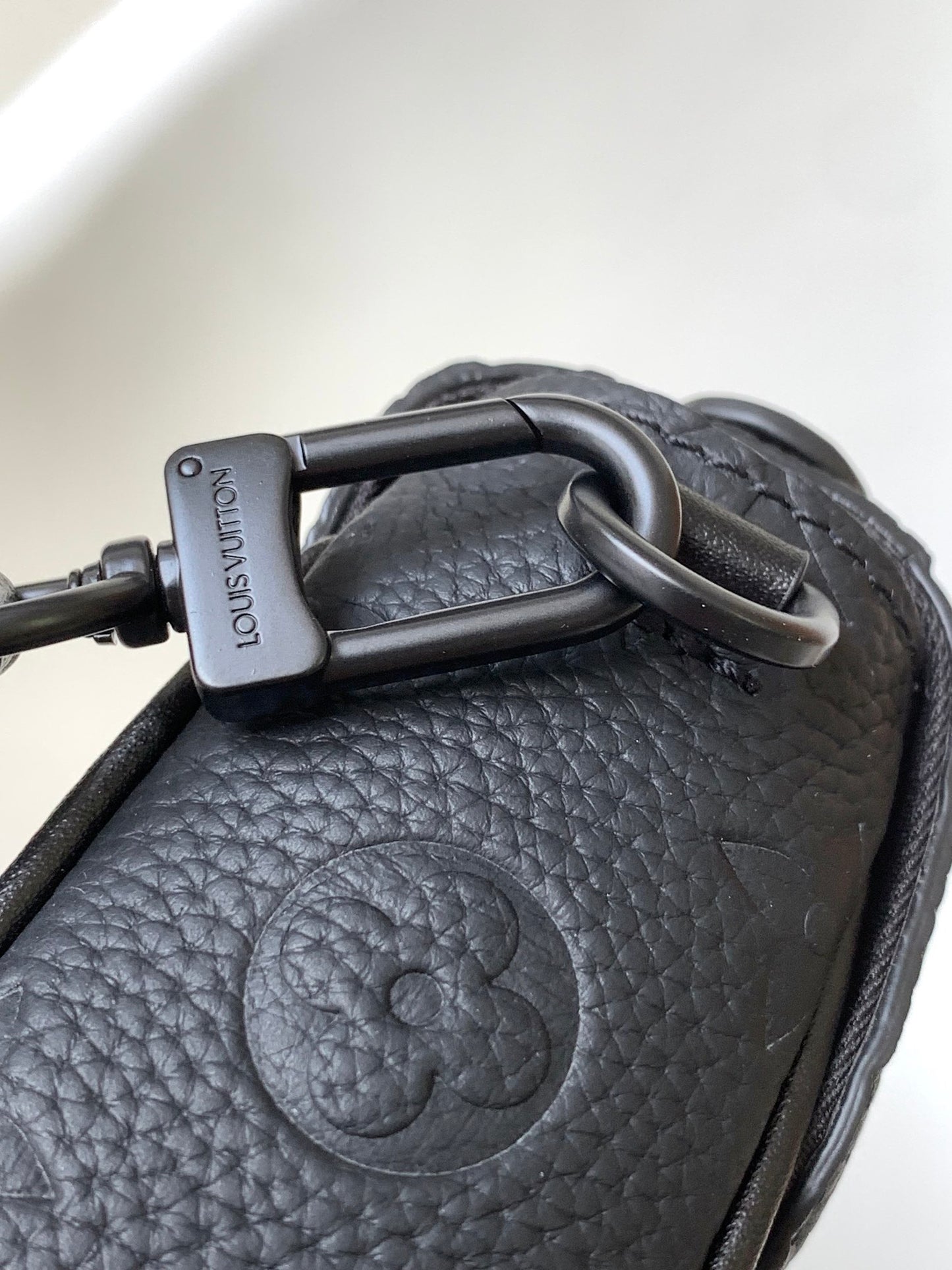 Louis Vuitton Black Monogram Embossed Leather Crossbody Messenger Bag with Strap