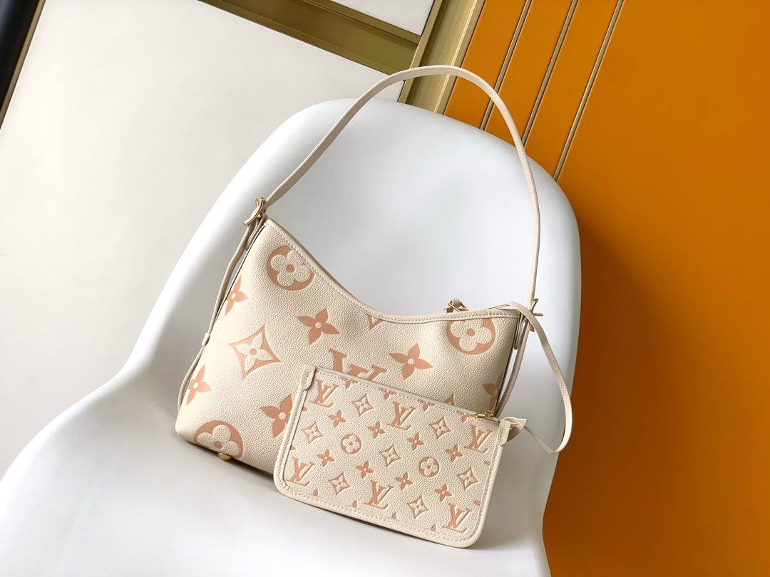 Louis Vuitton Elegant Pastel Pink Floral Monogram Shoulder Handbag