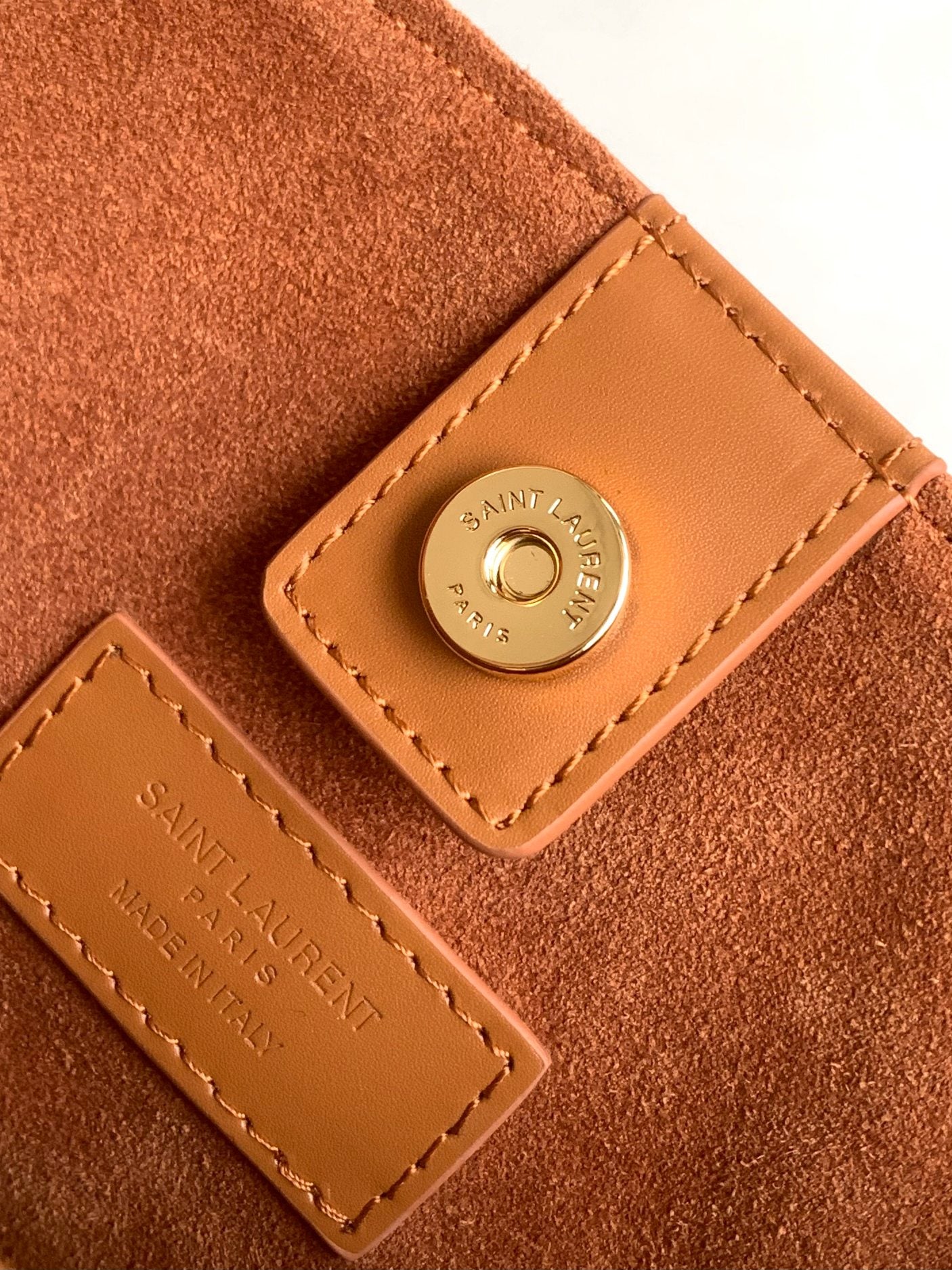 Saint Laurent Toy North/South Leather Shopping Tote - Tan
