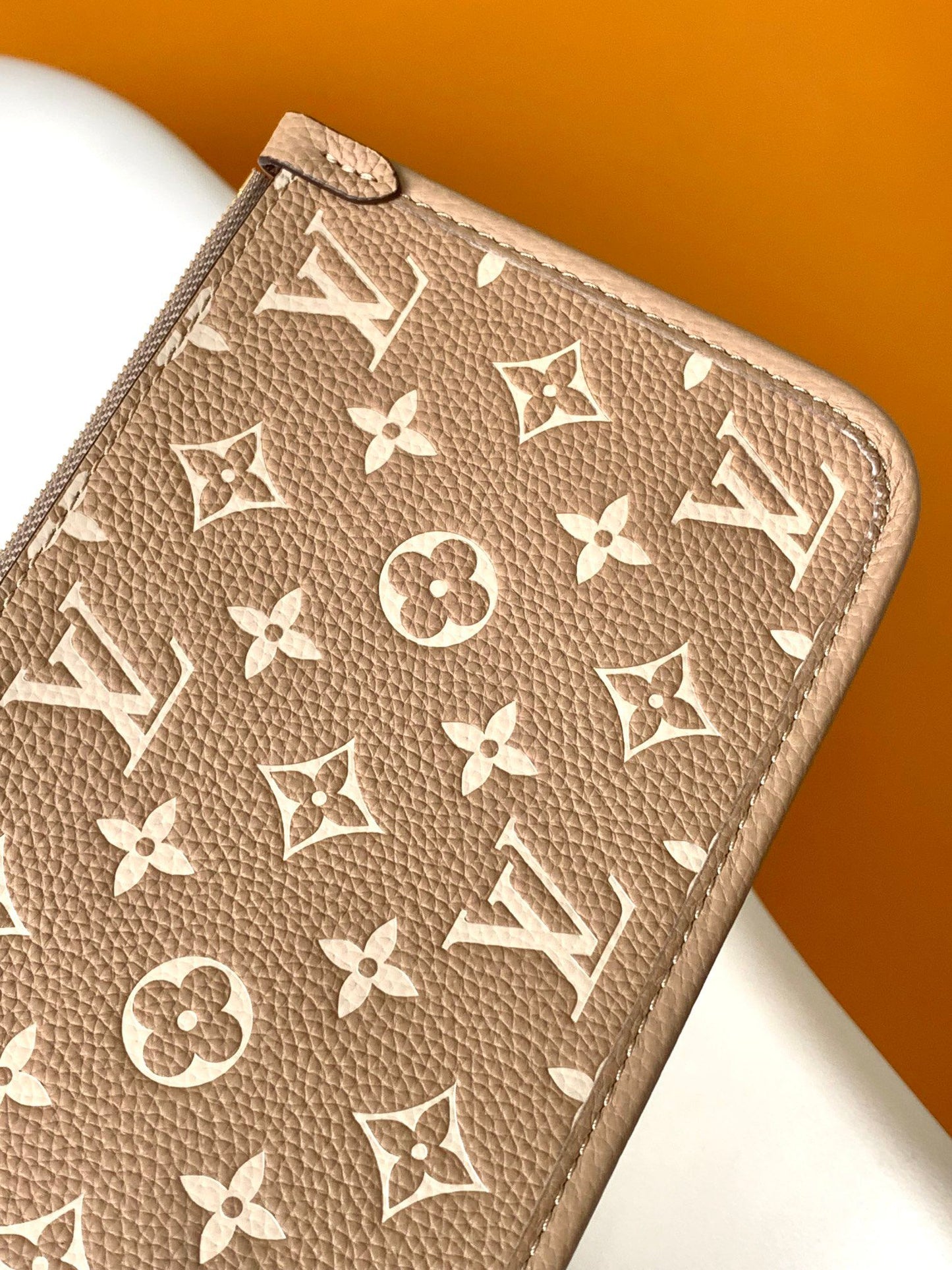 Louis Vuitton Elegant Taupe Monogram Leather Shoulder Bag with Top Handle