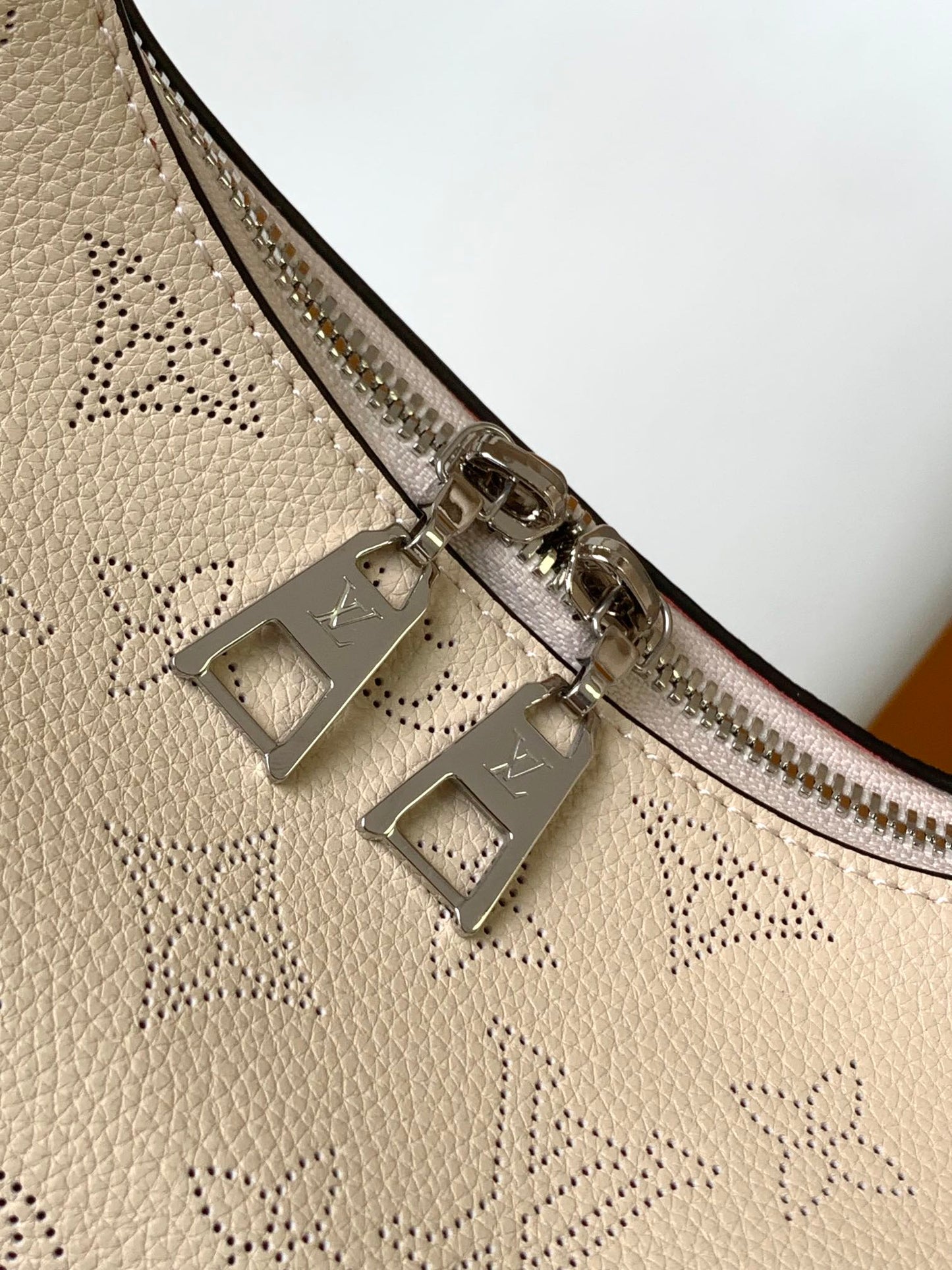 Louis Vuitton Pink Perforated Leather Hobo Bag with Bow Handle and Chain Strap