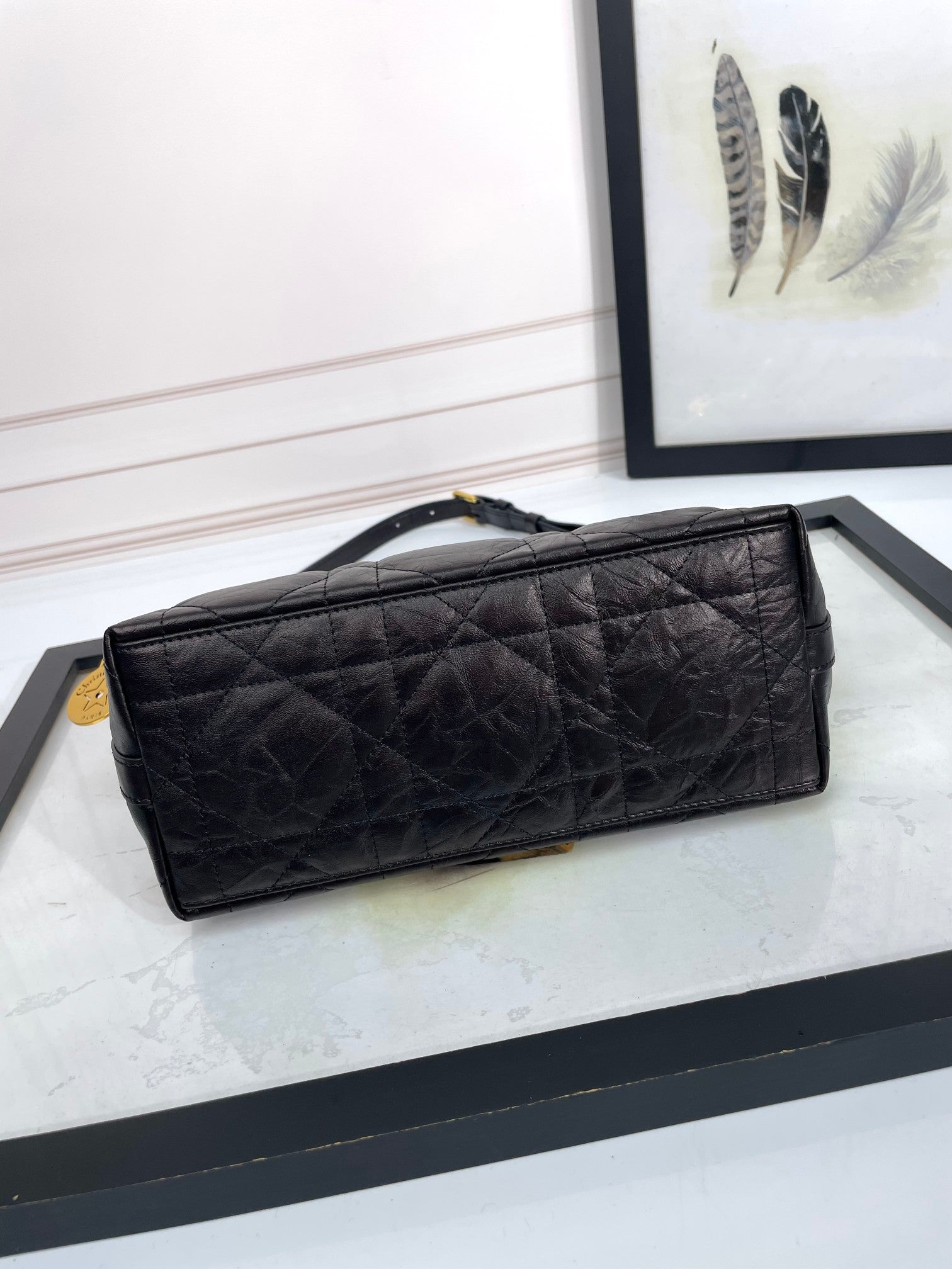 Elegant Black Quilted Leather Shoulder Bag with Gold Chain Strap