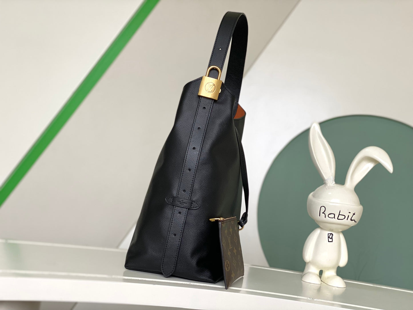 Louis Vuitton Minimalist Black Leather Slouchy Hobo Shoulder Bag