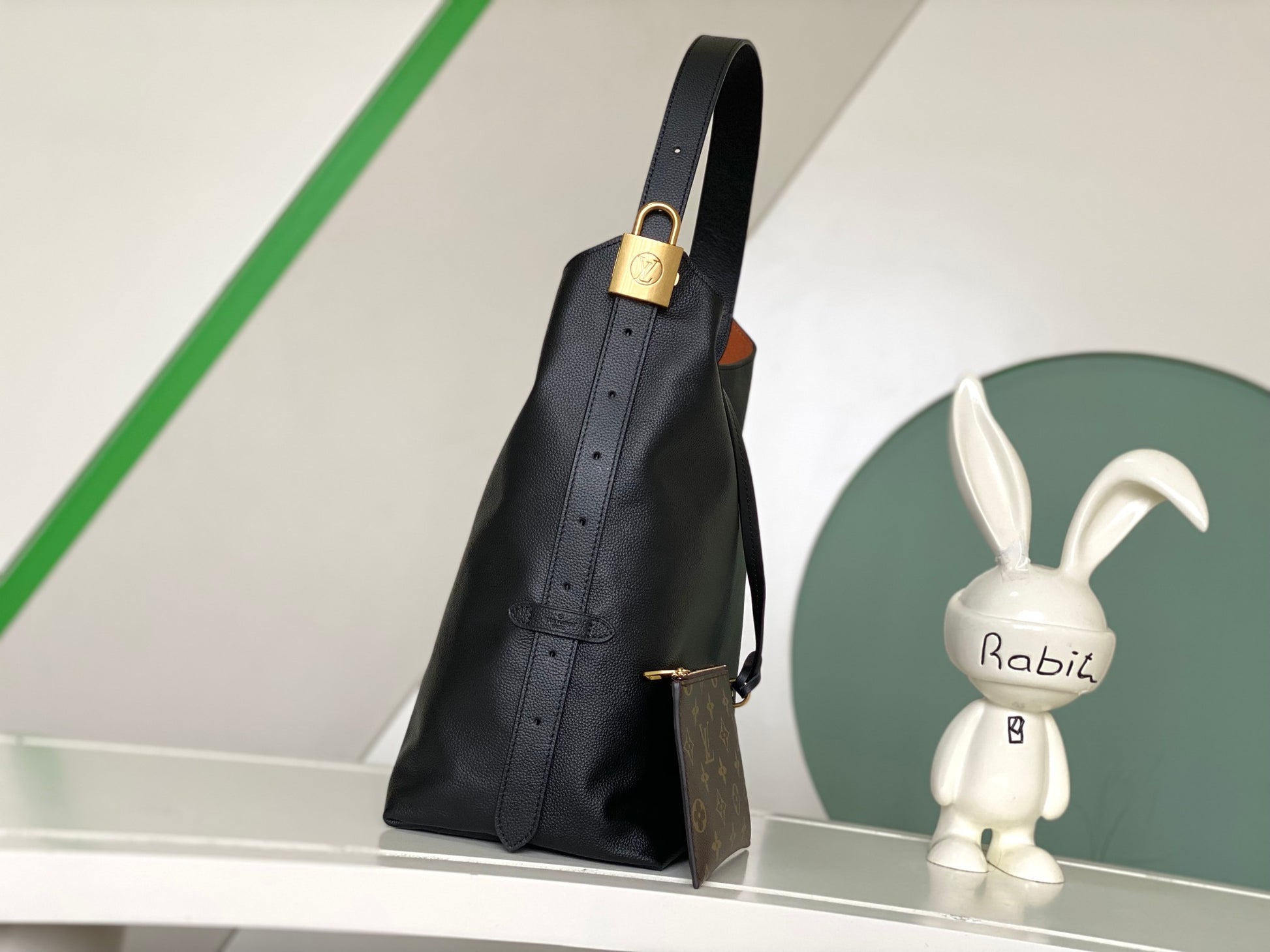 Louis Vuitton Minimalist Black Leather Slouchy Hobo Shoulder Bag
