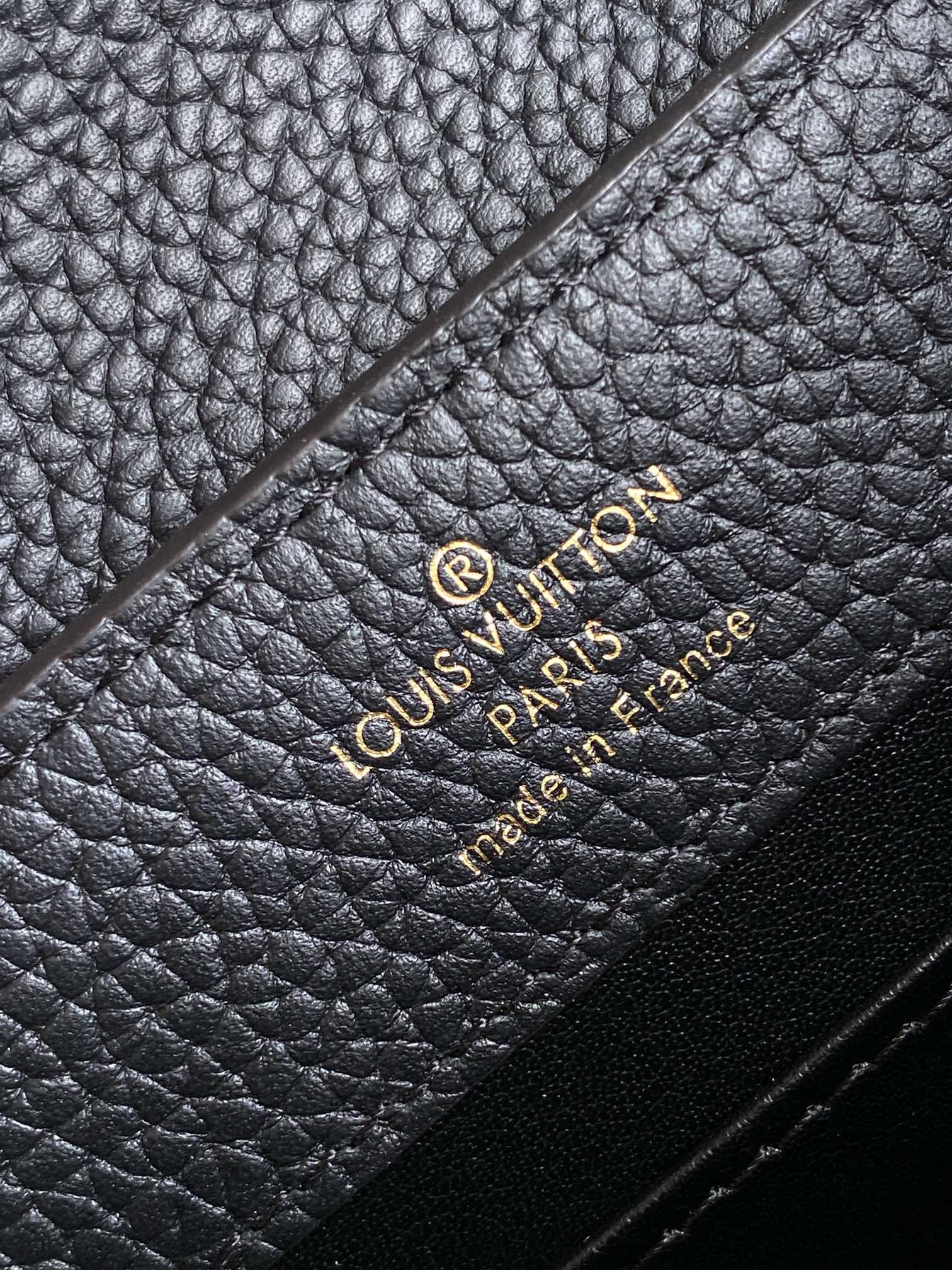 Louis Vuitton Black Textured Leather Top Handle Handbag with Gold V-Hardware