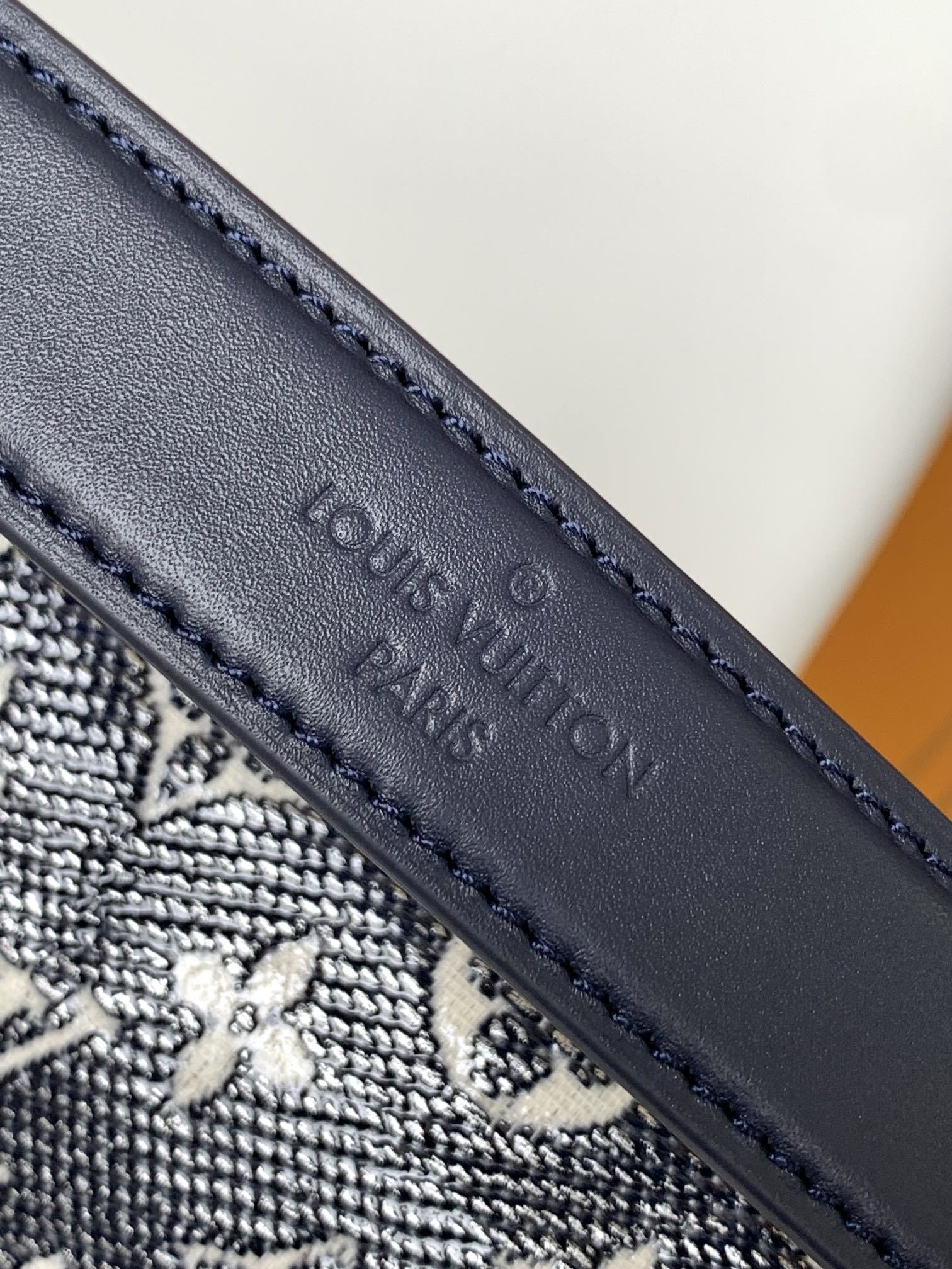 Louis Vuitton Navy Blue Denim Monogram Trunk Handbag with Gold Hardware