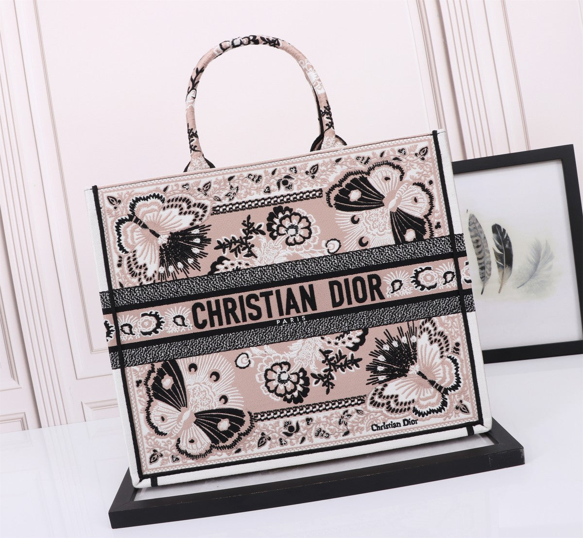 Dior Butterfly Embroidered Canvas Tote Bag Luxury Floral Handbag