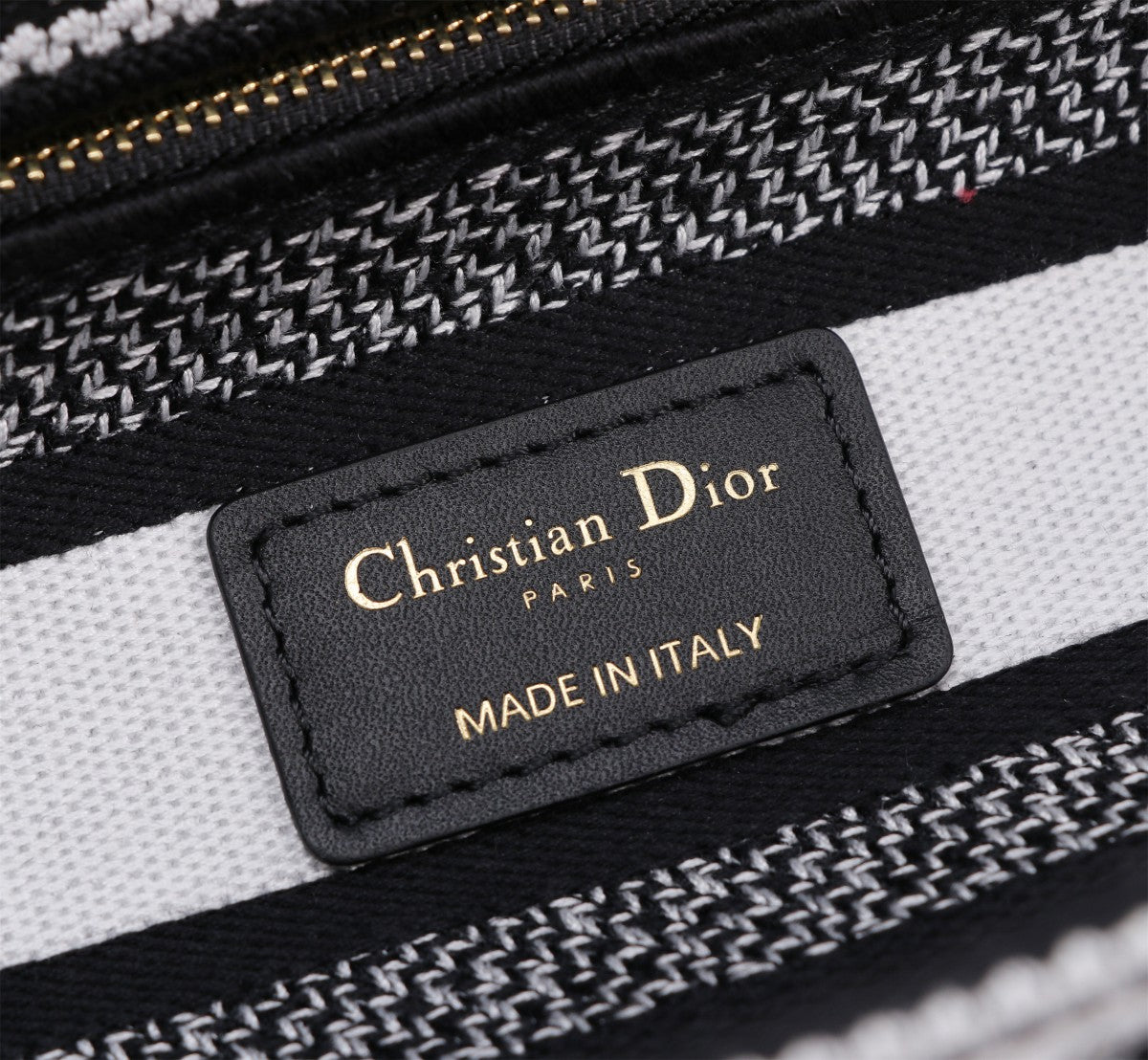 Dior Vintage Black and White Embroidered Canvas Top Handle Handbag