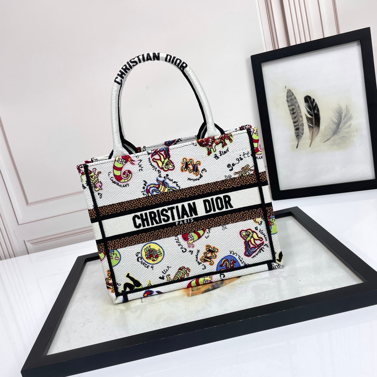 Christian Dior Book Tote Canvas Bag with Multi-Color Animal Print