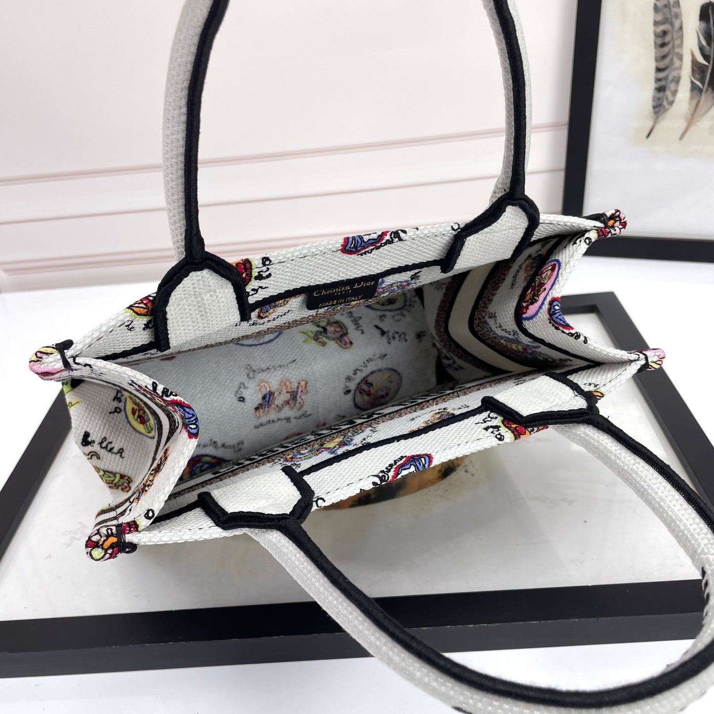 Dior Whimsical Animal Doodle Printed Canvas Tote Bag for Women