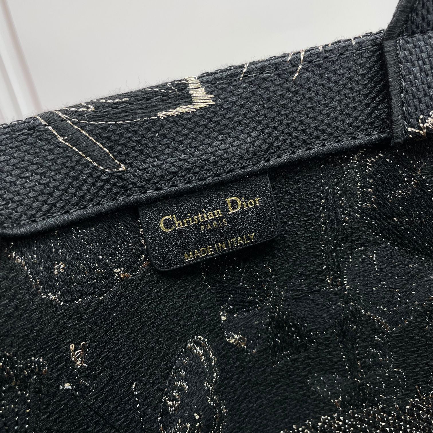 Dior Vintage Butterfly Floral Embroidered Canvas Tote Bag
