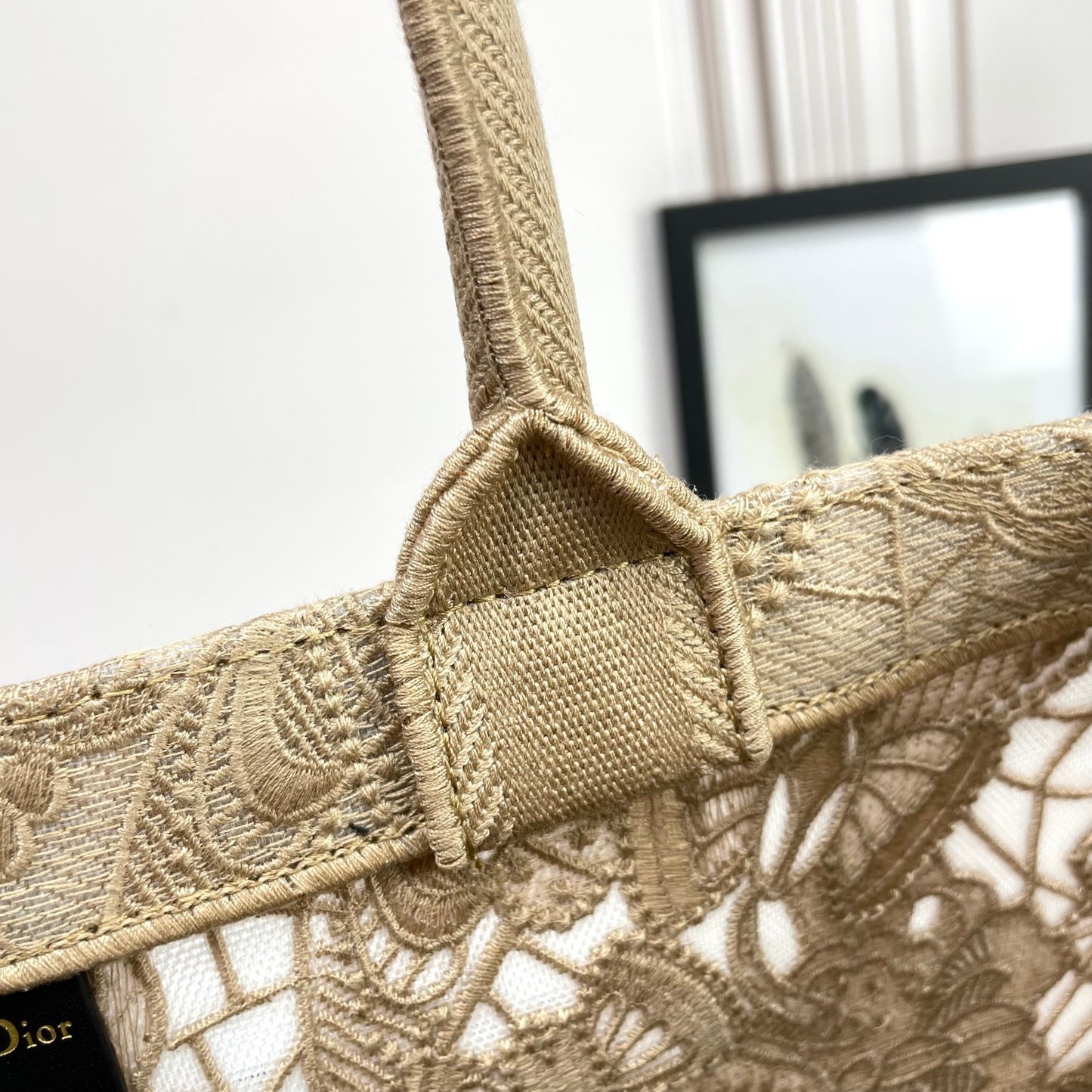 Christian Dior Book Tote Medium Beige Canvas with Cannage Embroidery
