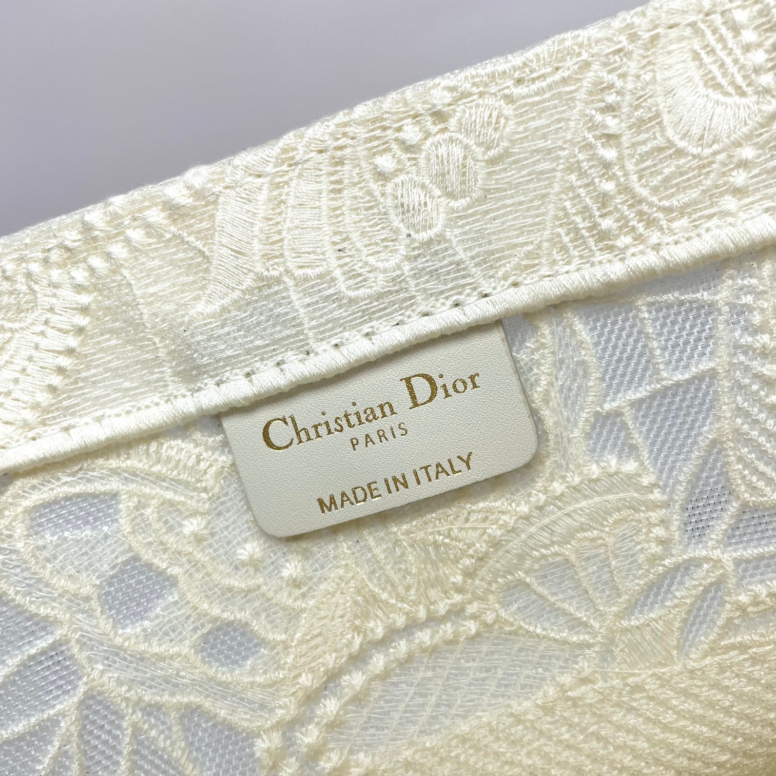 Dior Vintage Embroidered Canvas Tote Bag Floral Lace Shoulder Handbag