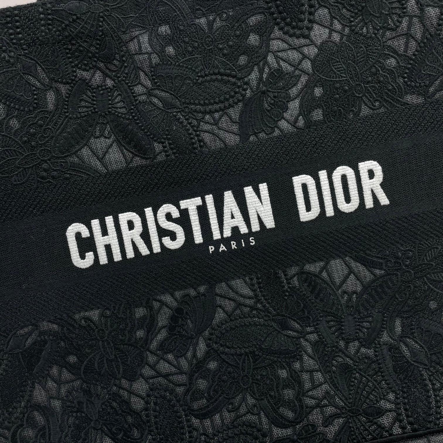 Christian Dior Book Tote Black Butterfly Embroidered Canvas Bag