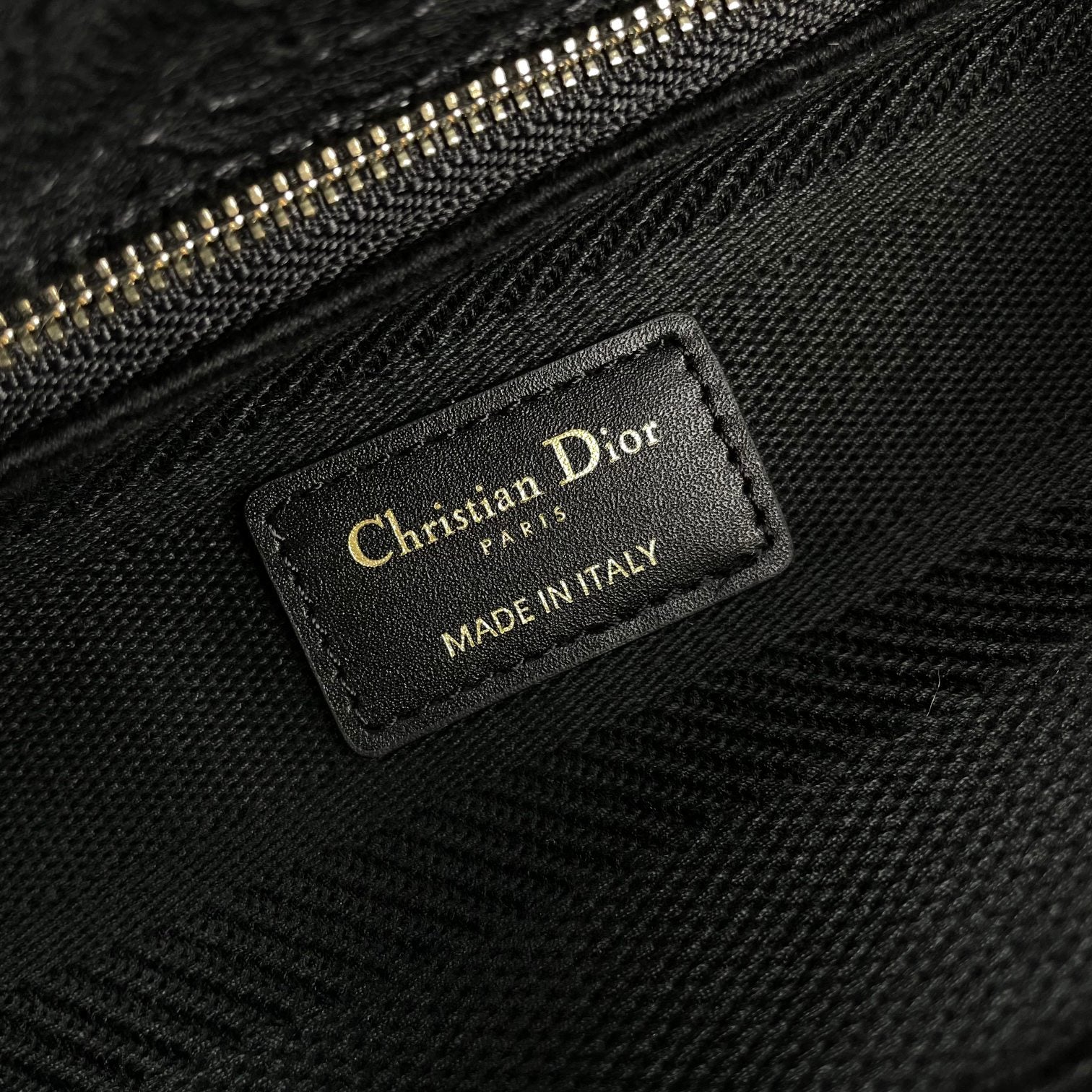 Dior Elegant Black Embroidered Canvas Handbag with Top Handle