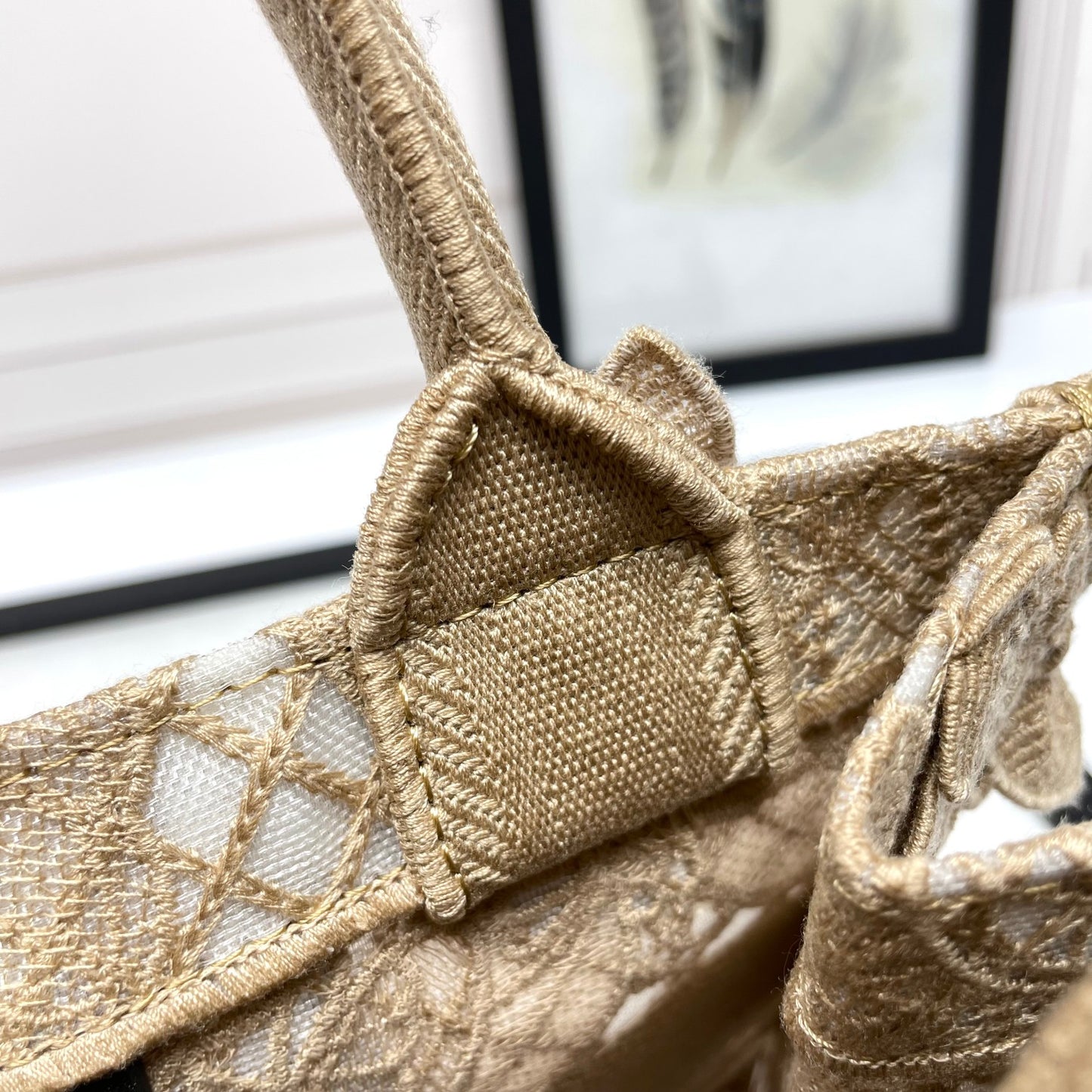 Christian Dior Beige Butterfly Appliqué Book Tote Bag
