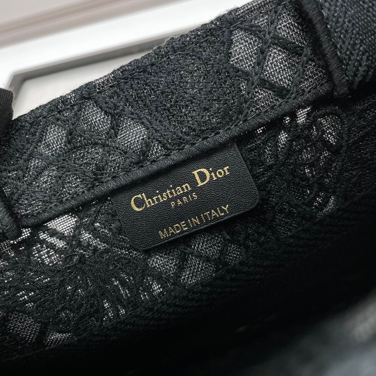 Christian Dior Small Book Tote Bag in Black Embroidered Canvas with Butterflies