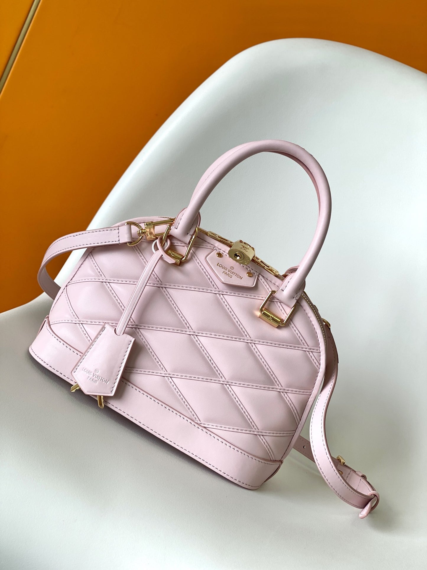 Louis Vuitton Blush Pink Quilted Dome Satchel Handbag with Top Handle