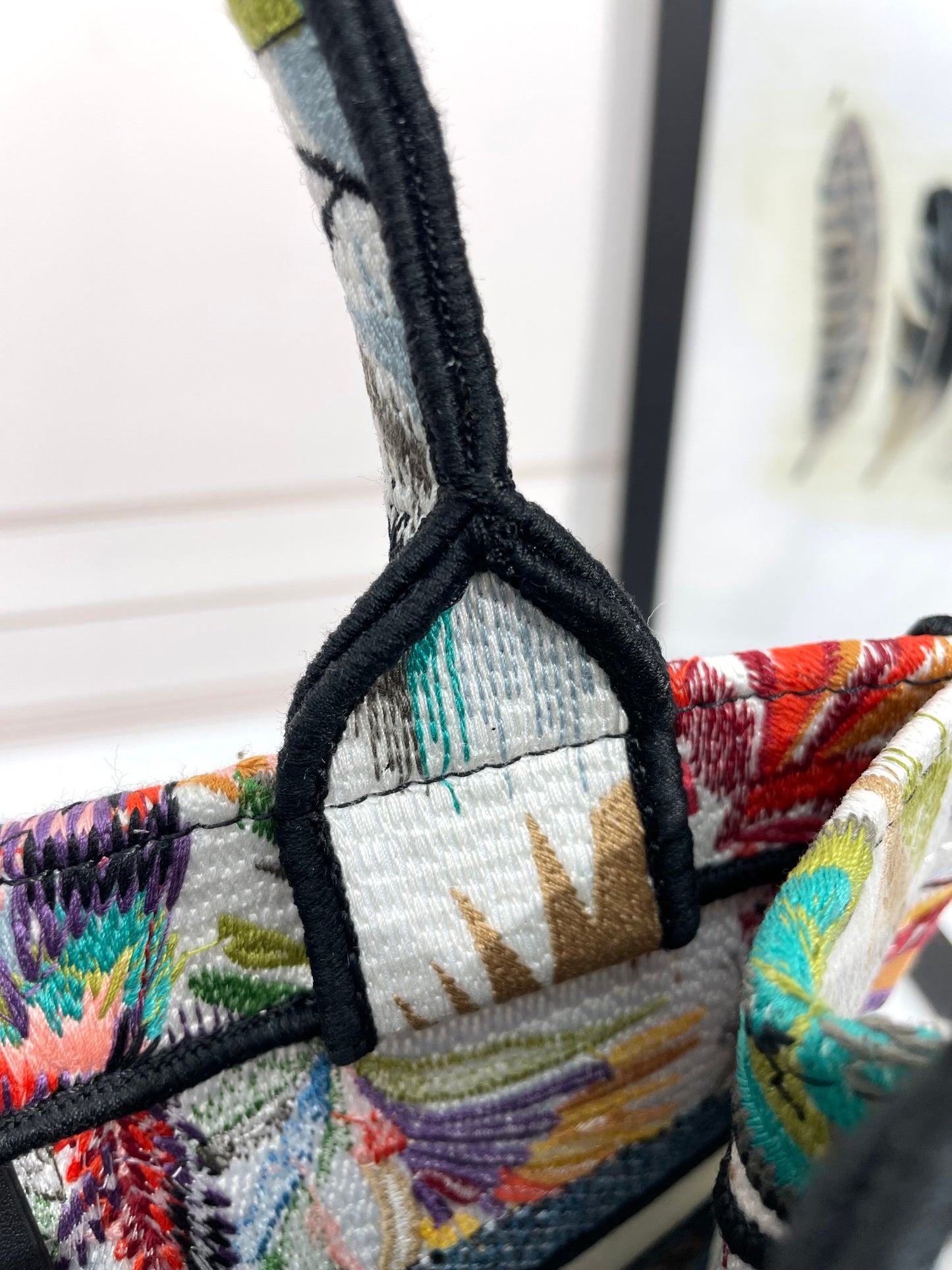 Christian Dior Mini Book Tote - Multicolor Floral Embroidered Canvas