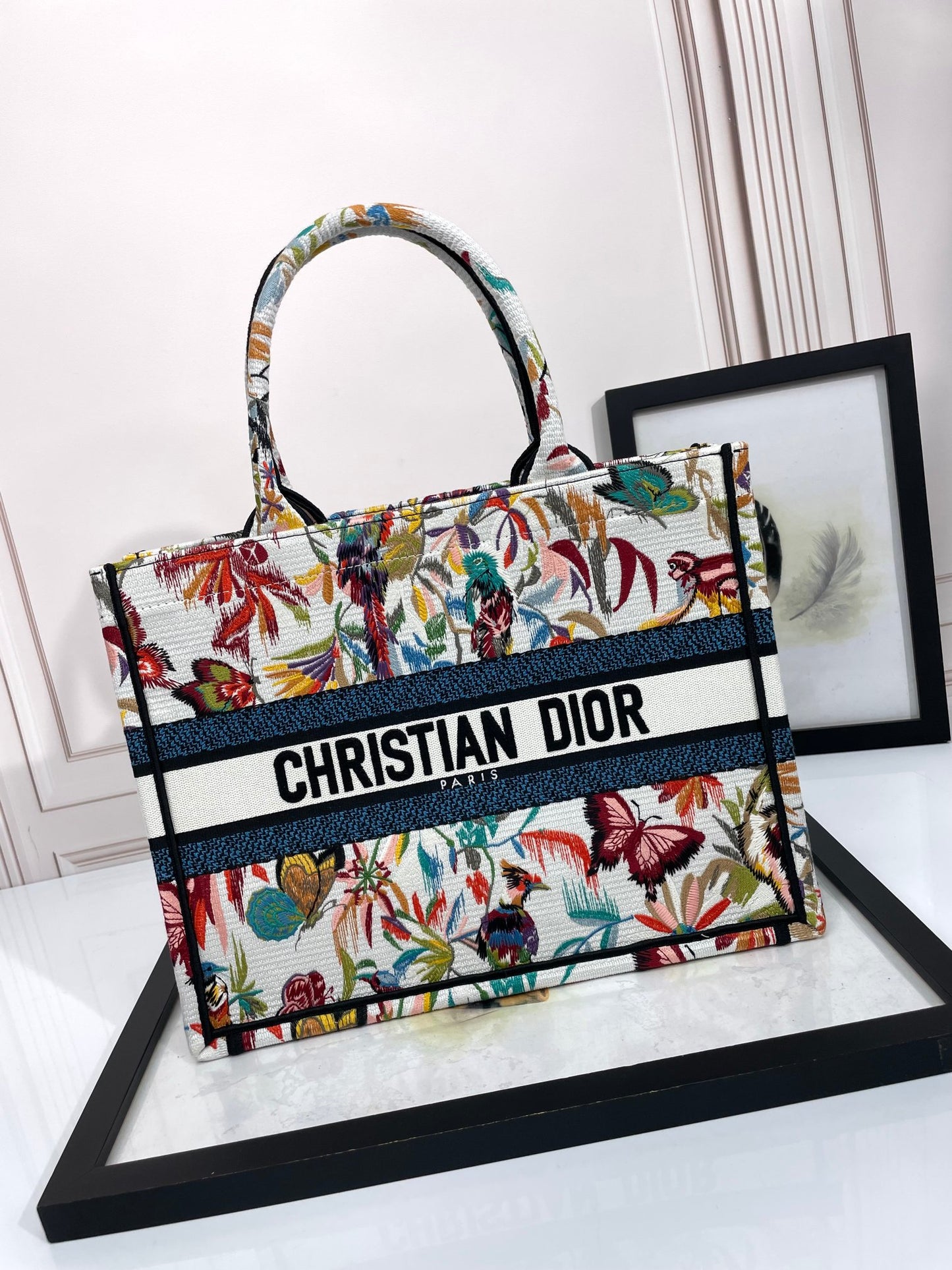Christian Dior Medium Book Tote - Multicolor Jardin Botanique Embroidered Canvas