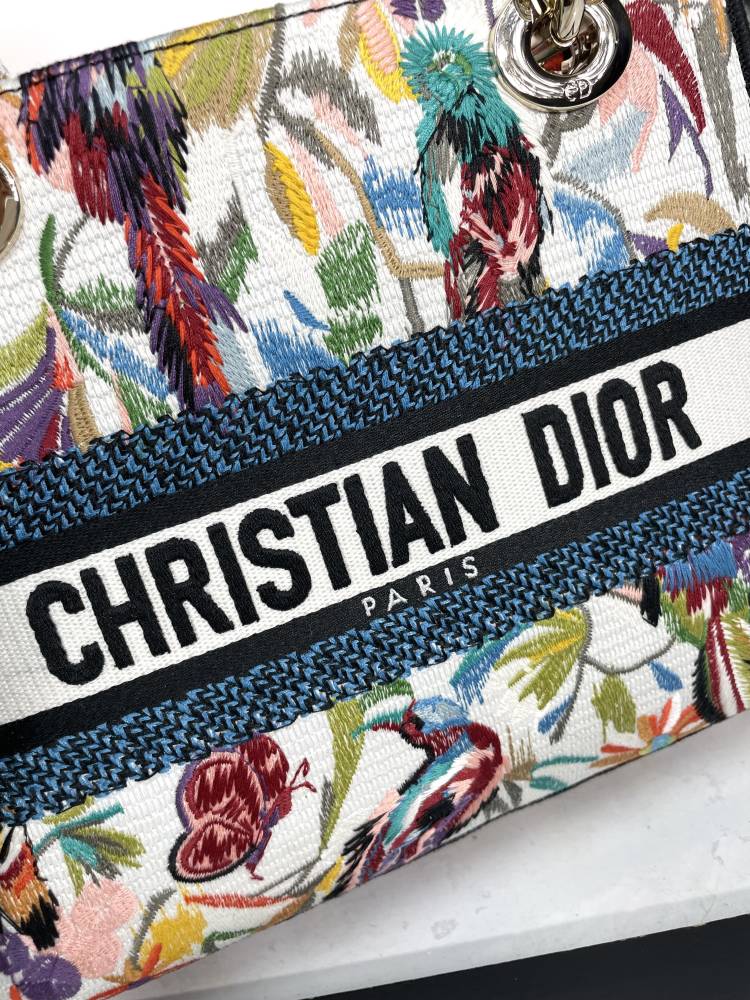Dior Elegant Colorful Floral Print Top Handle Handbag with Strap