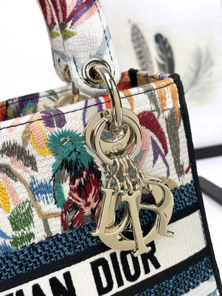 Dior Elegant Colorful Floral Print Top Handle Handbag with Strap