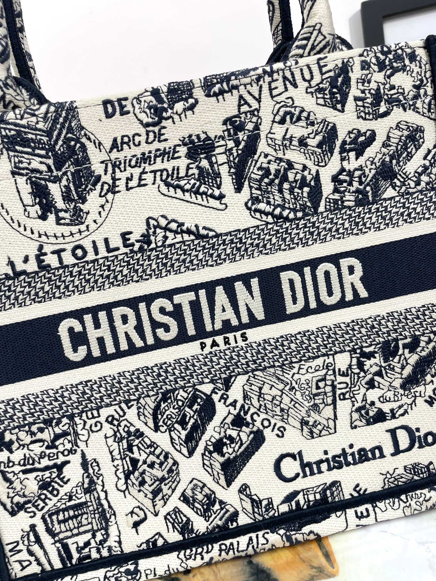 Dior Vintage Toile Map Pattern Canvas Top Handle Tote Handbag