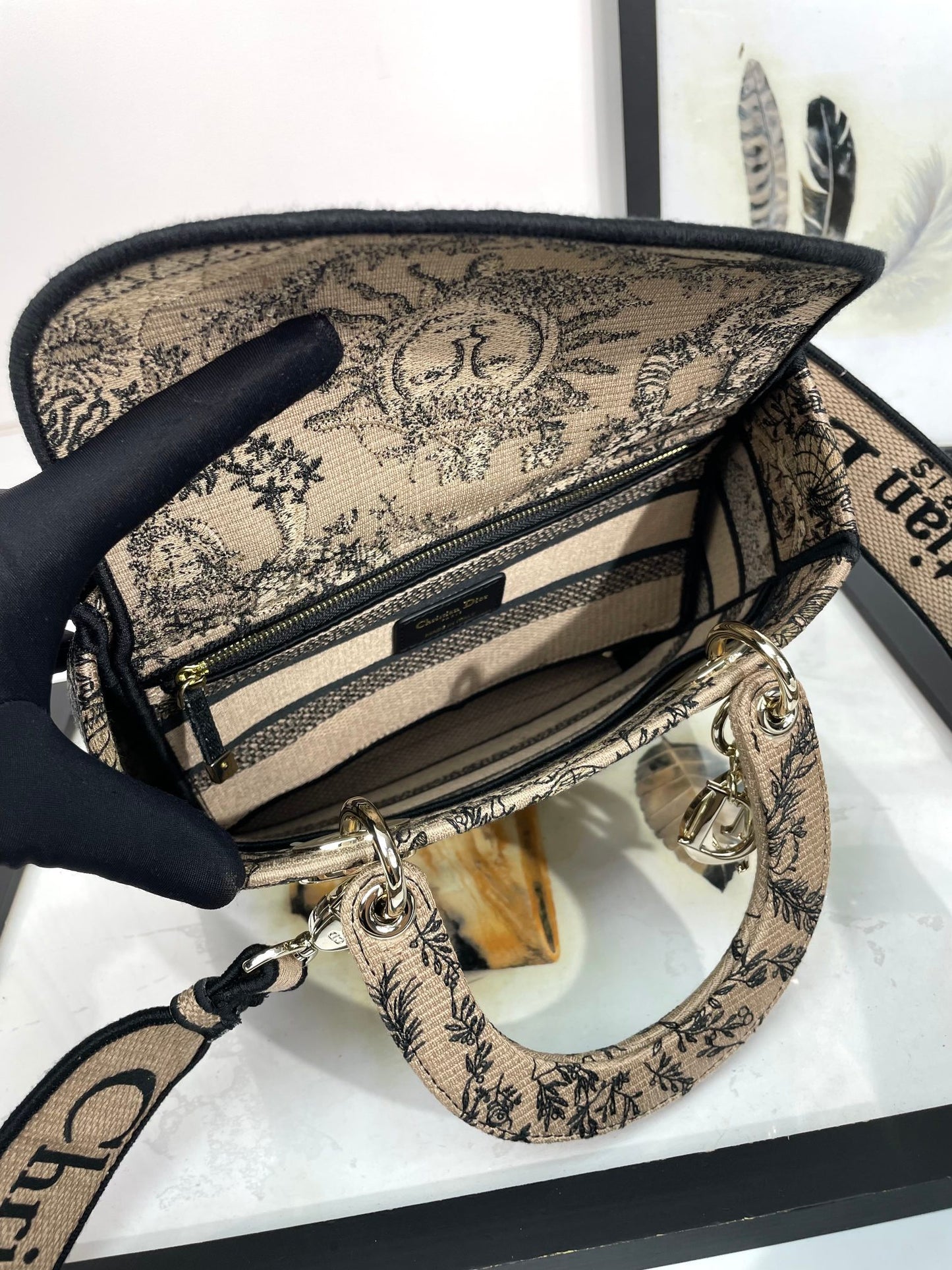Dior Embroidered Canvas Handbag with Astrological Sun Pattern
