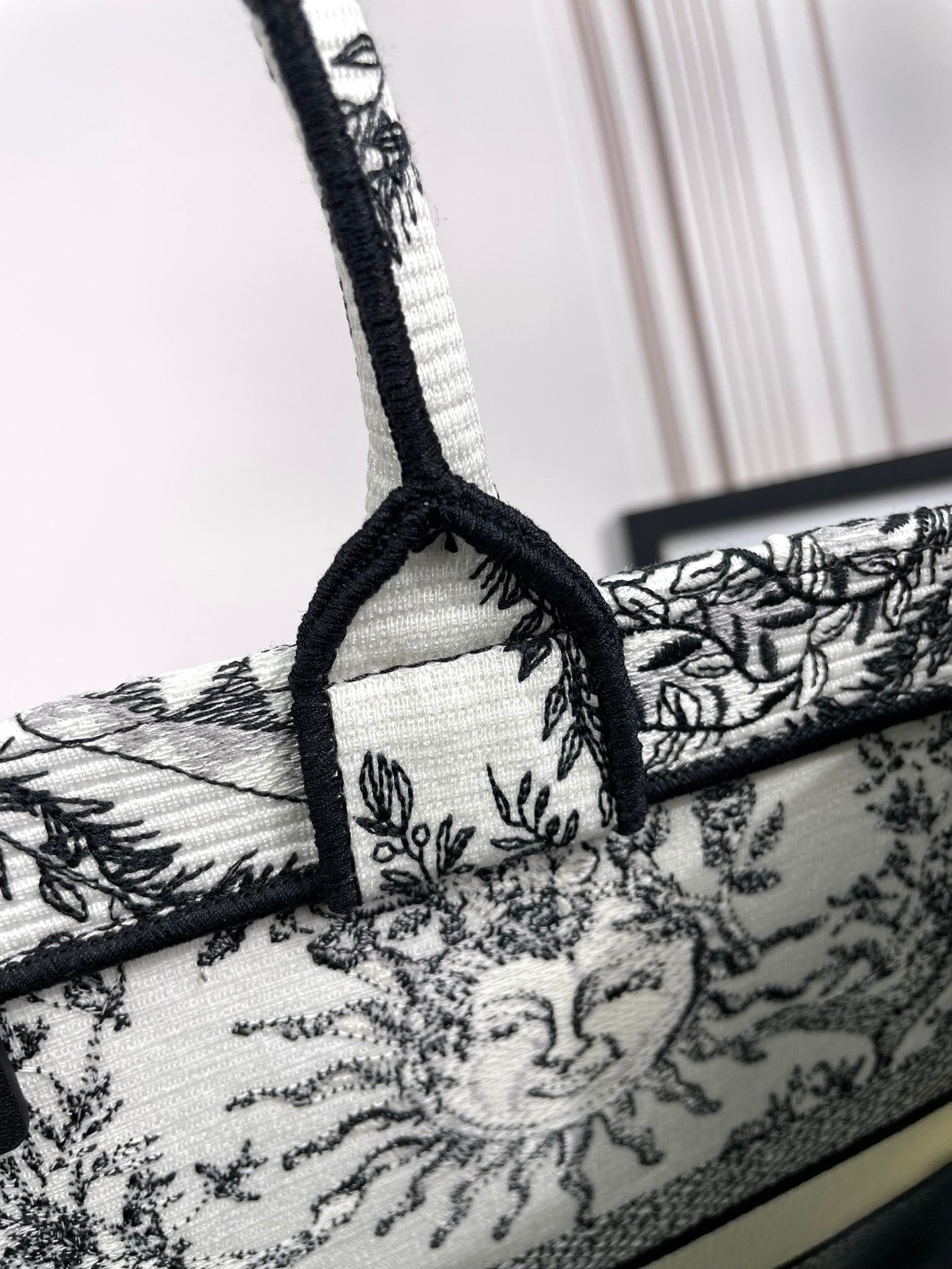 Christian Dior Large Book Tote White and Black Zodiac Embroidery