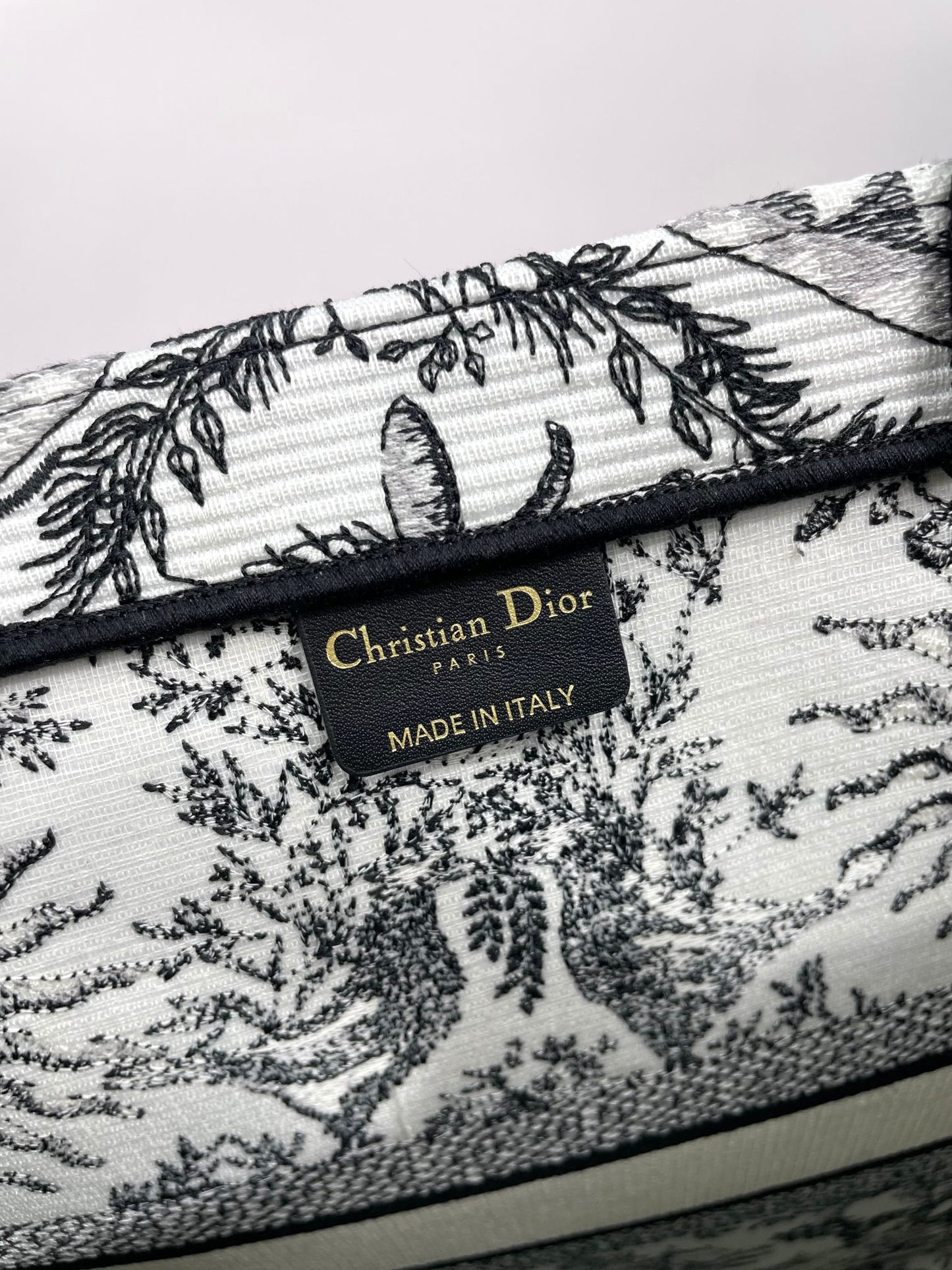 Christian Dior Book Tote Sun Print Canvas Handbag - Black & White