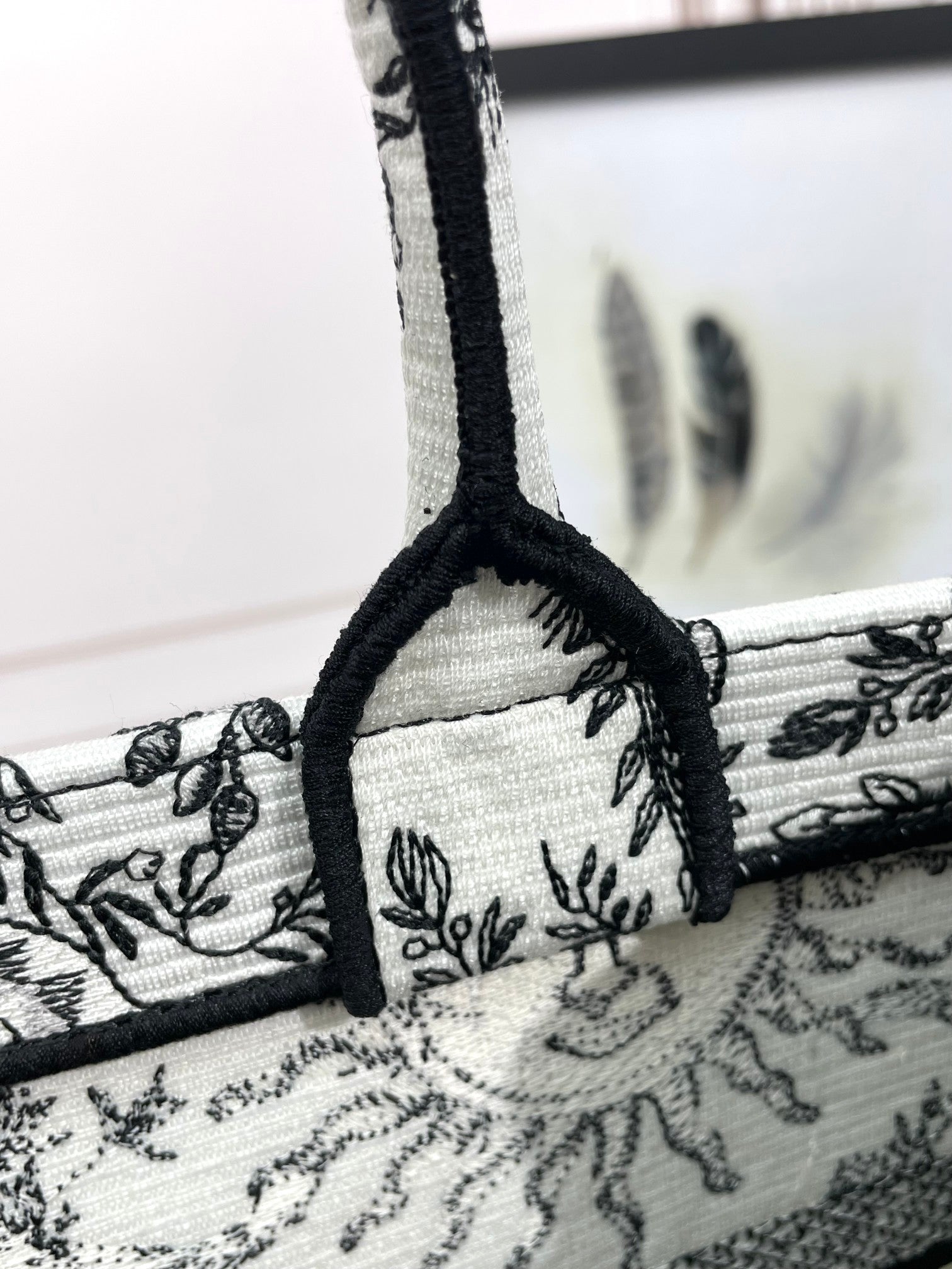 Dior Black and White Celestial Sun Embroidered Canvas Tote Bag