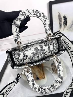 Christian Dior Medium Lady D-Lite Bag with Embroidered Sun and Star Pattern