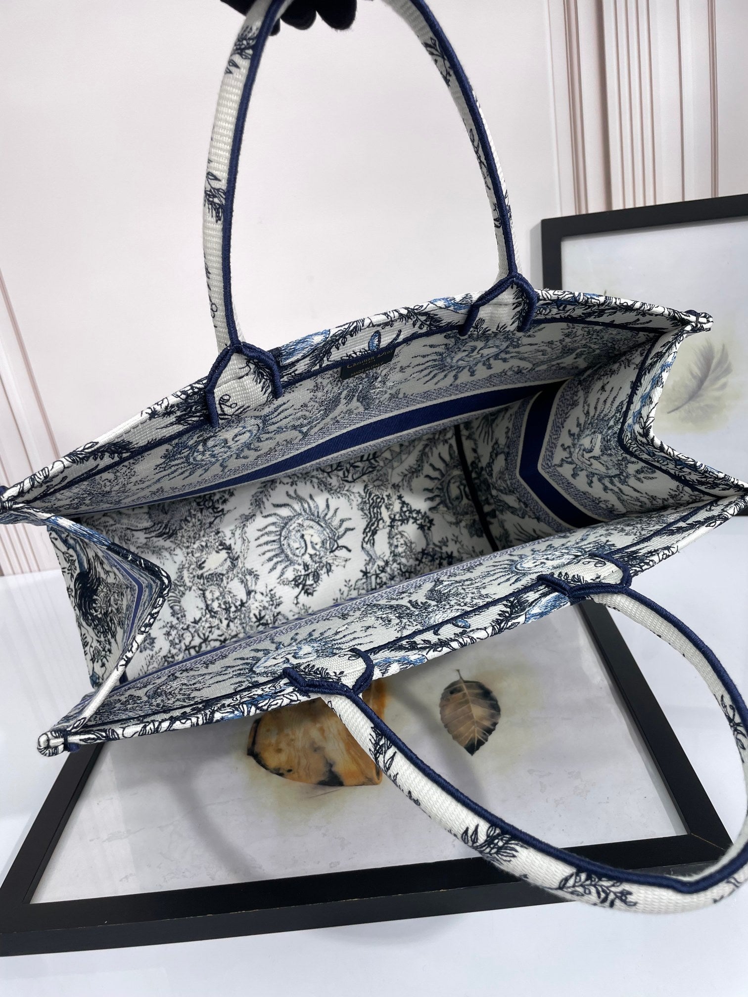 Dior Large Blue and White Celestial Sun Print Canvas Tote Handbag