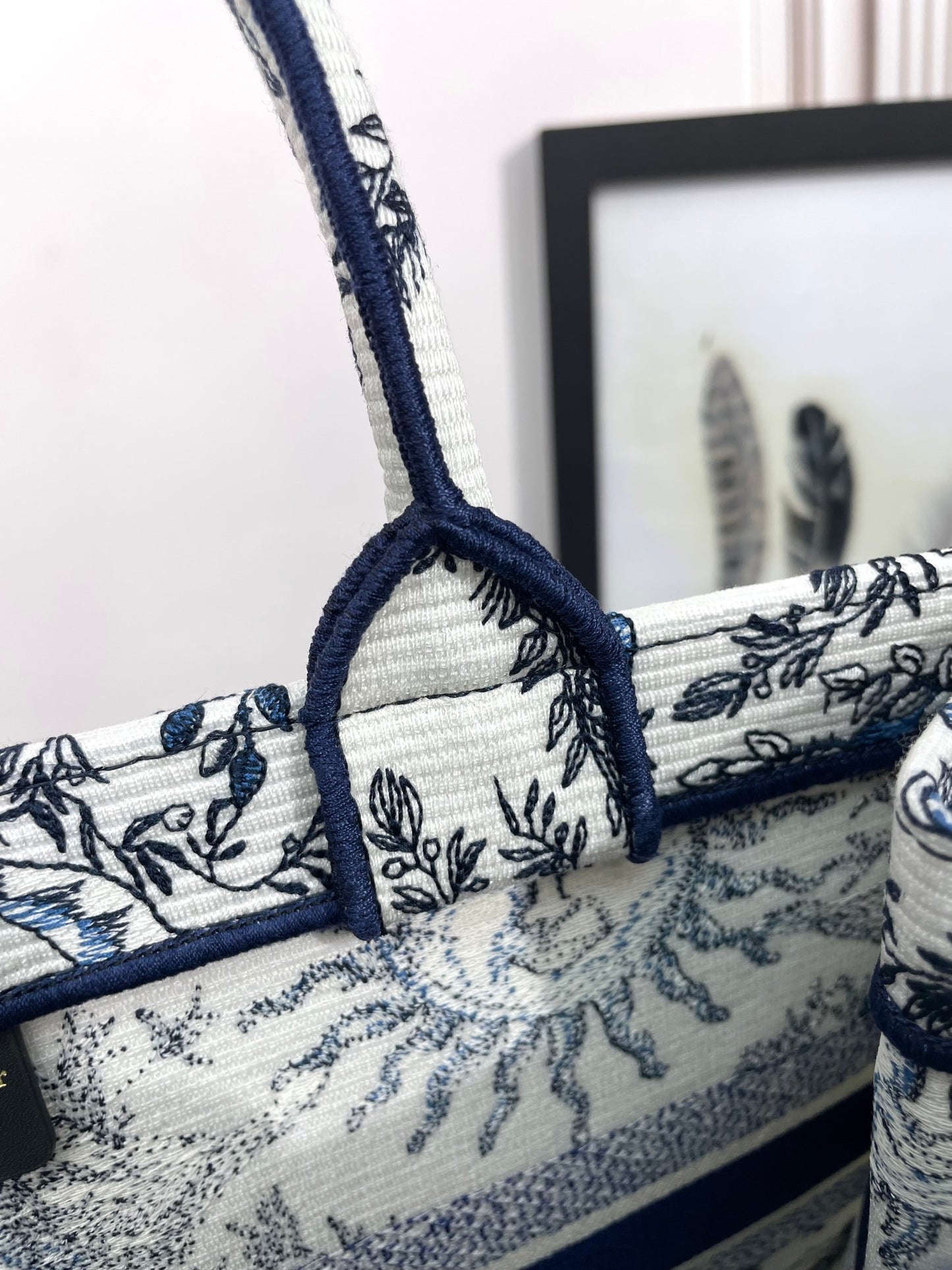 Dior Large Blue and White Celestial Sun Print Canvas Tote Handbag
