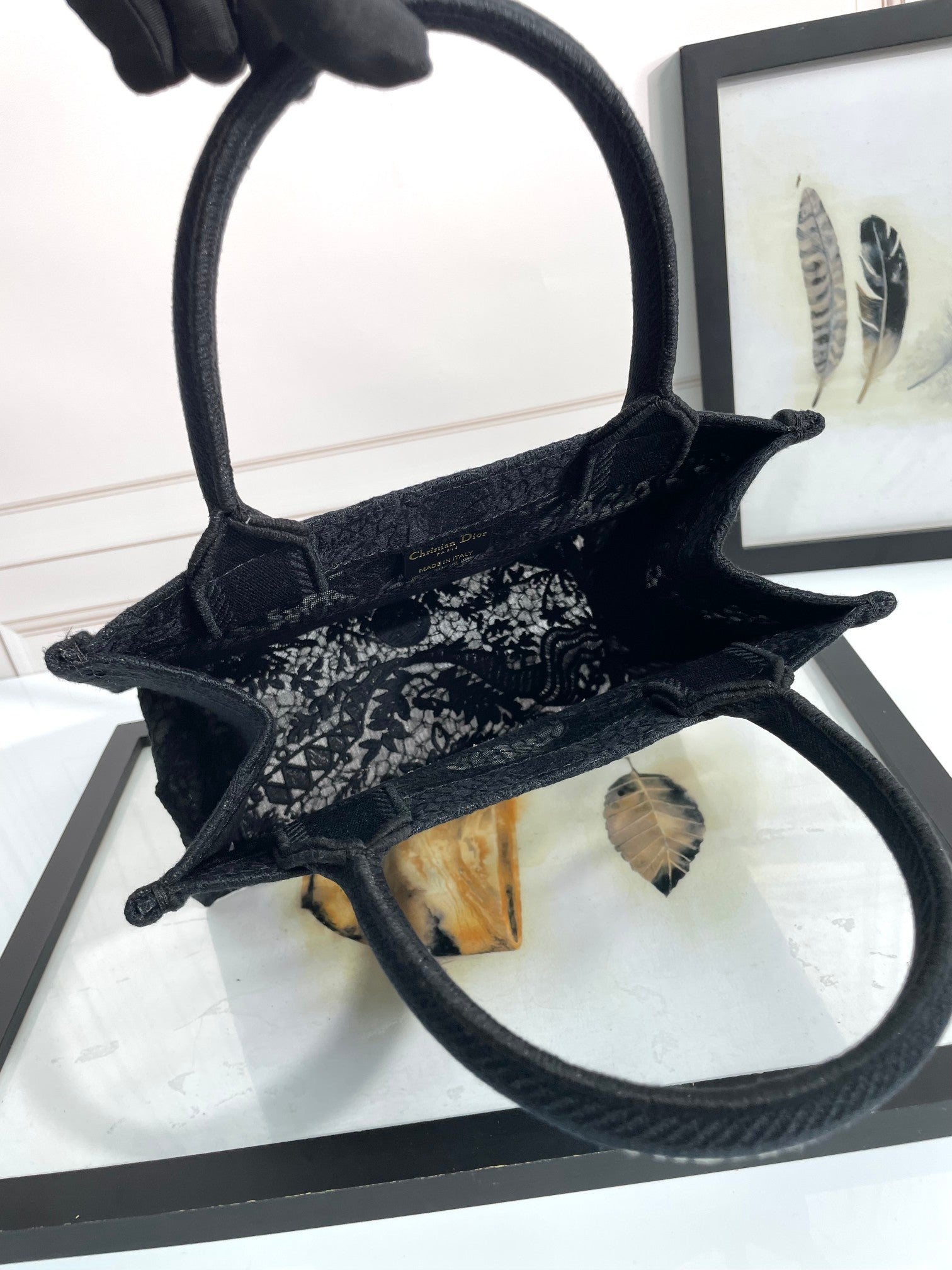 Christian Dior Book Tote - Black Toile de Jouy Reverse Embroidery - Medium