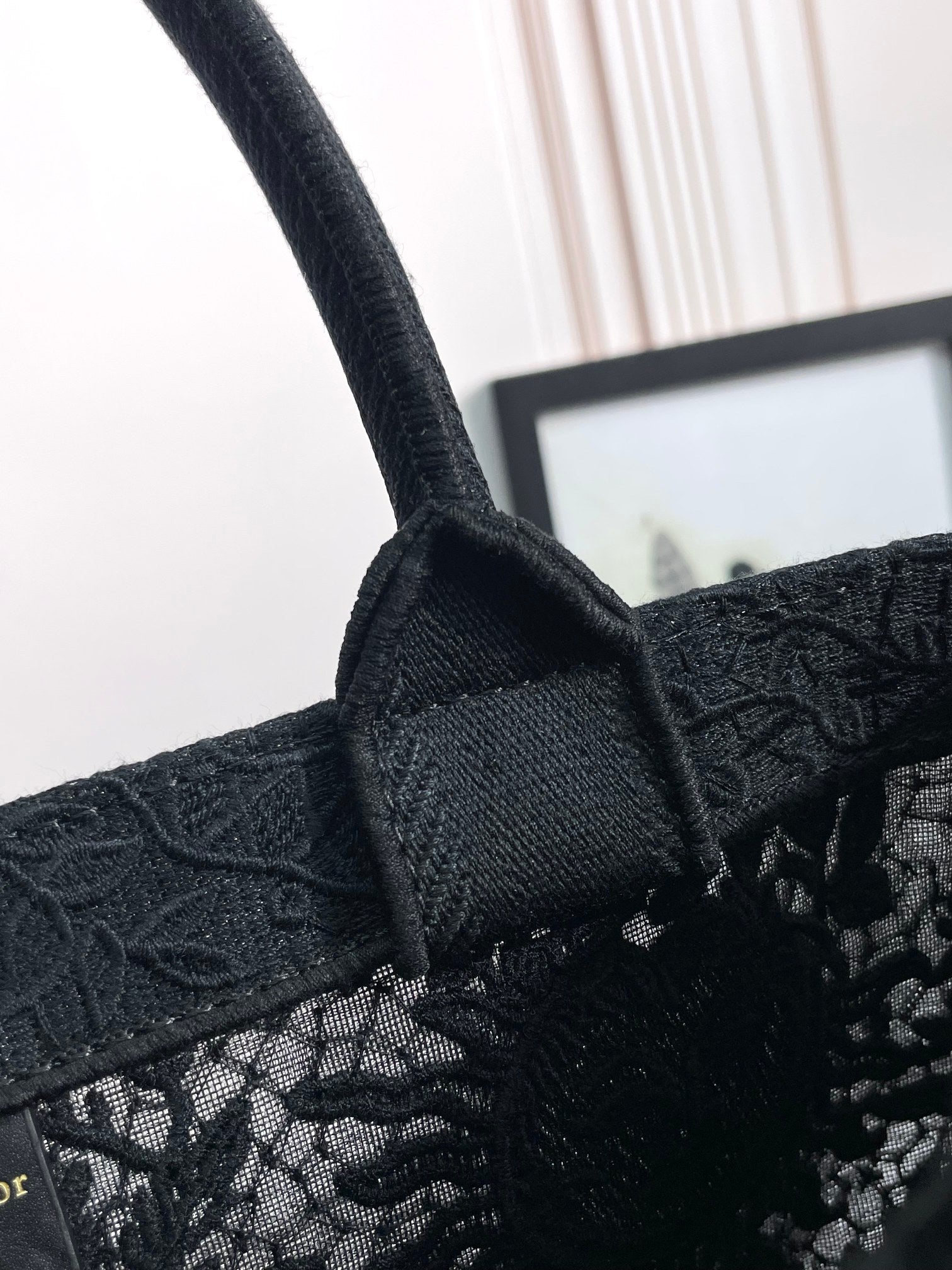 Christian Dior Black Embroidered Book Tote Bag