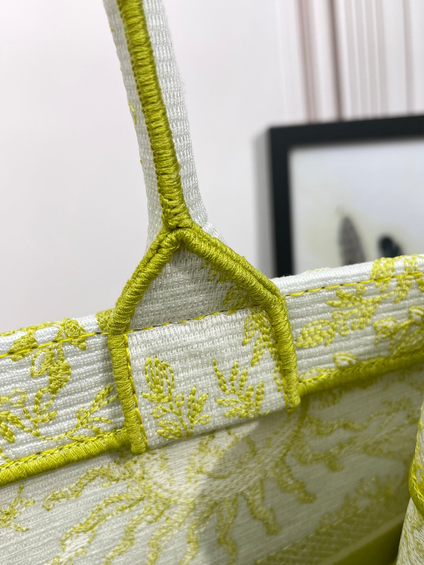 Dior Lime Green Celestial Zodiac Canvas Tote Bag with Top Handles