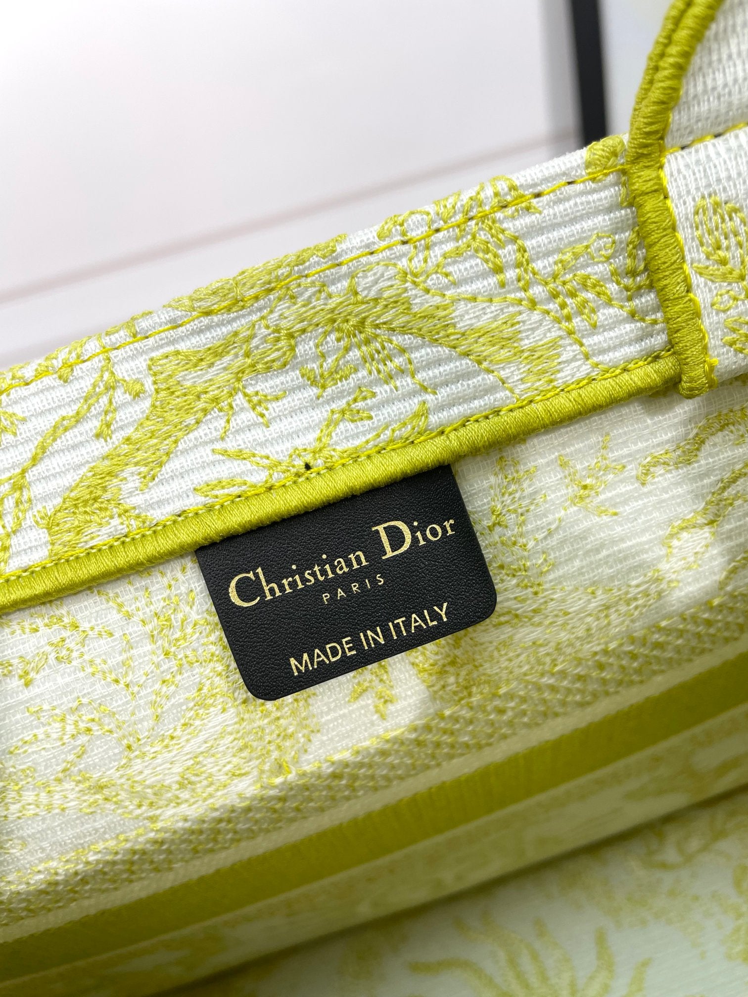 Christian Dior Medium Book Tote - Yellow & White Sun Motif Canvas Handbag