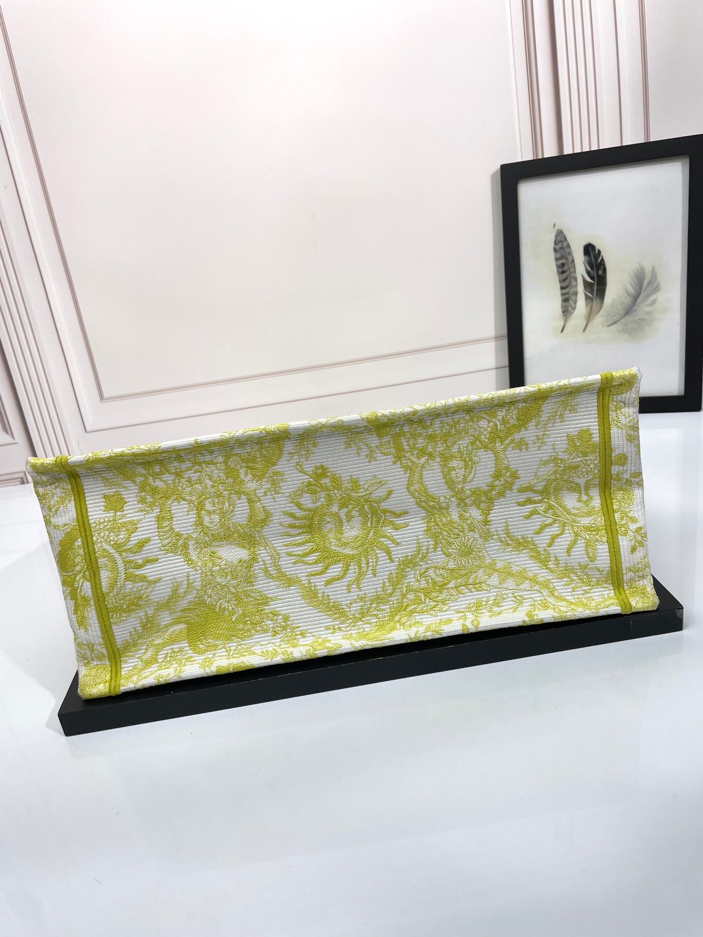Dior Lime Green Toile Print Canvas Tote Bag Luxury Style Handbag