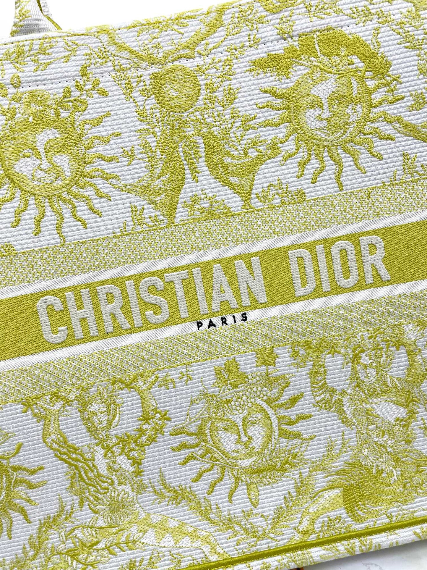 Christian Dior Large Book Tote - Yellow & White Zodiac Embroidery
