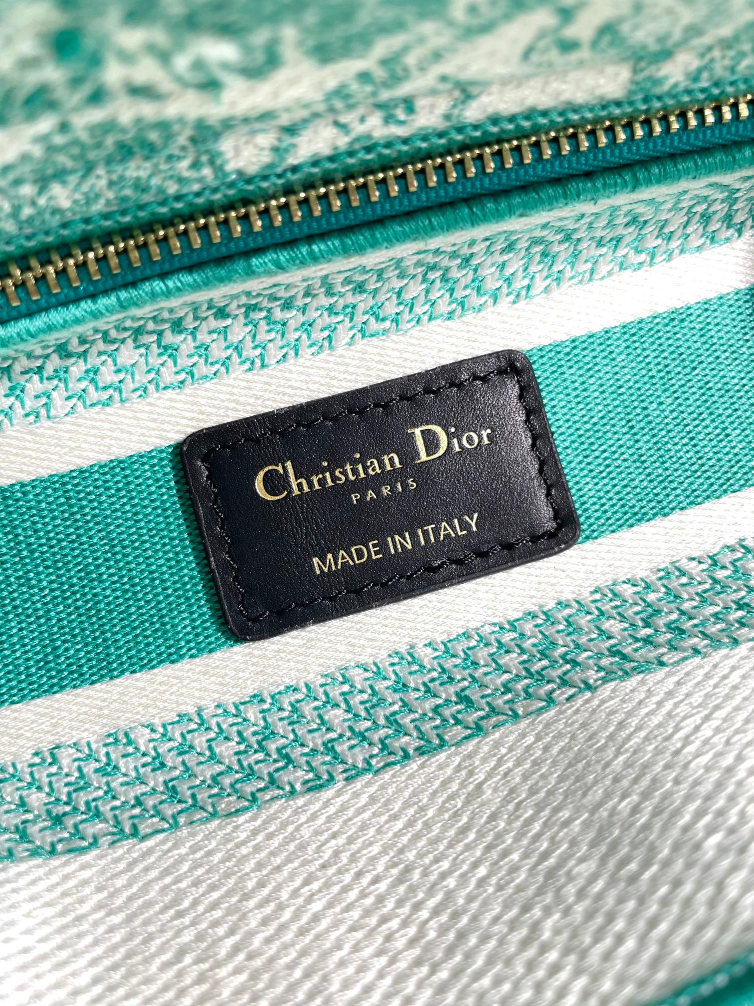 Christian Dior Lady D-Lite Bag Green Toile de Jouy Embroidery Medium