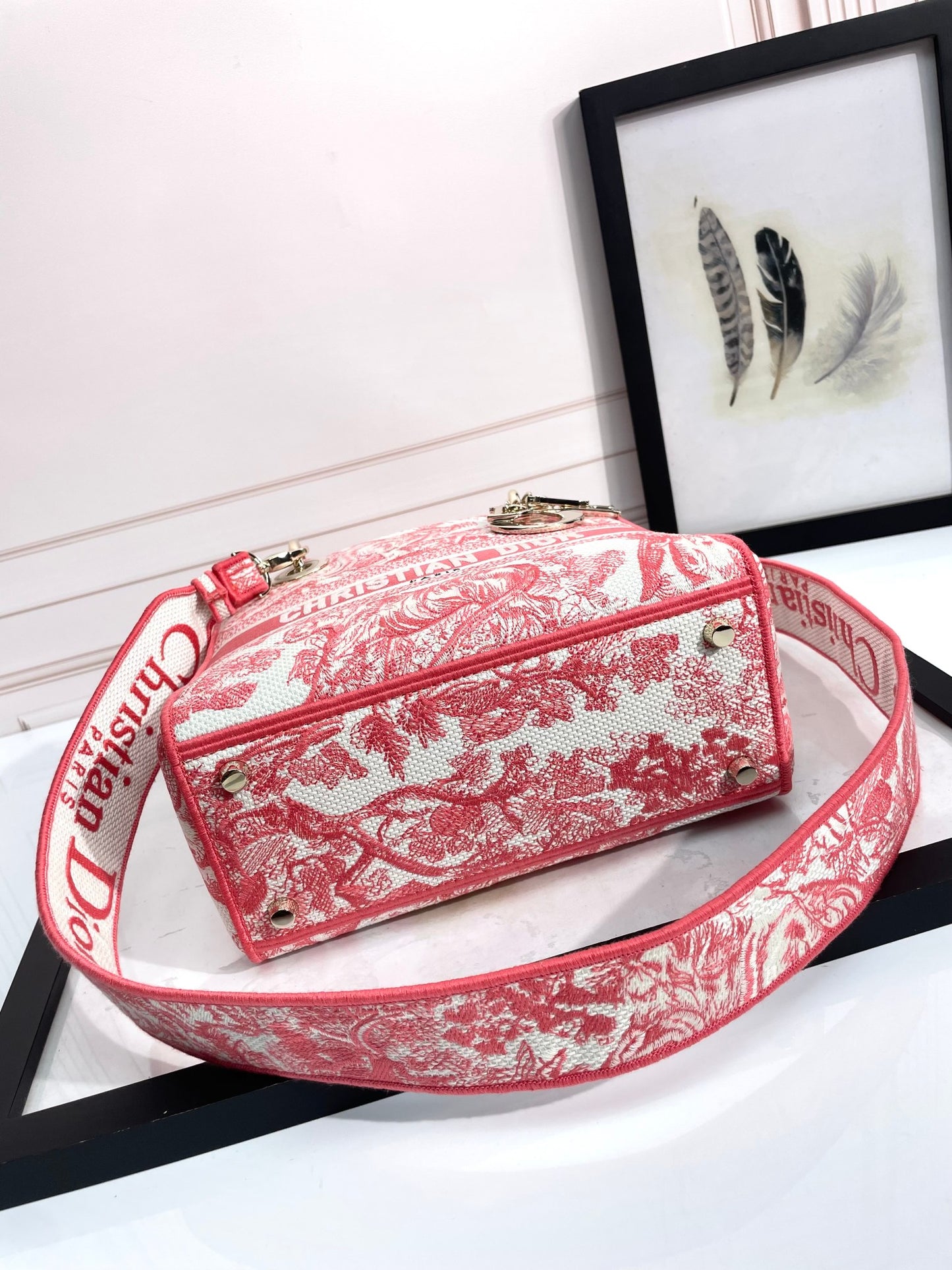 Christian Dior Lady Dior Bag Pink Toile de Jouy Embroidery