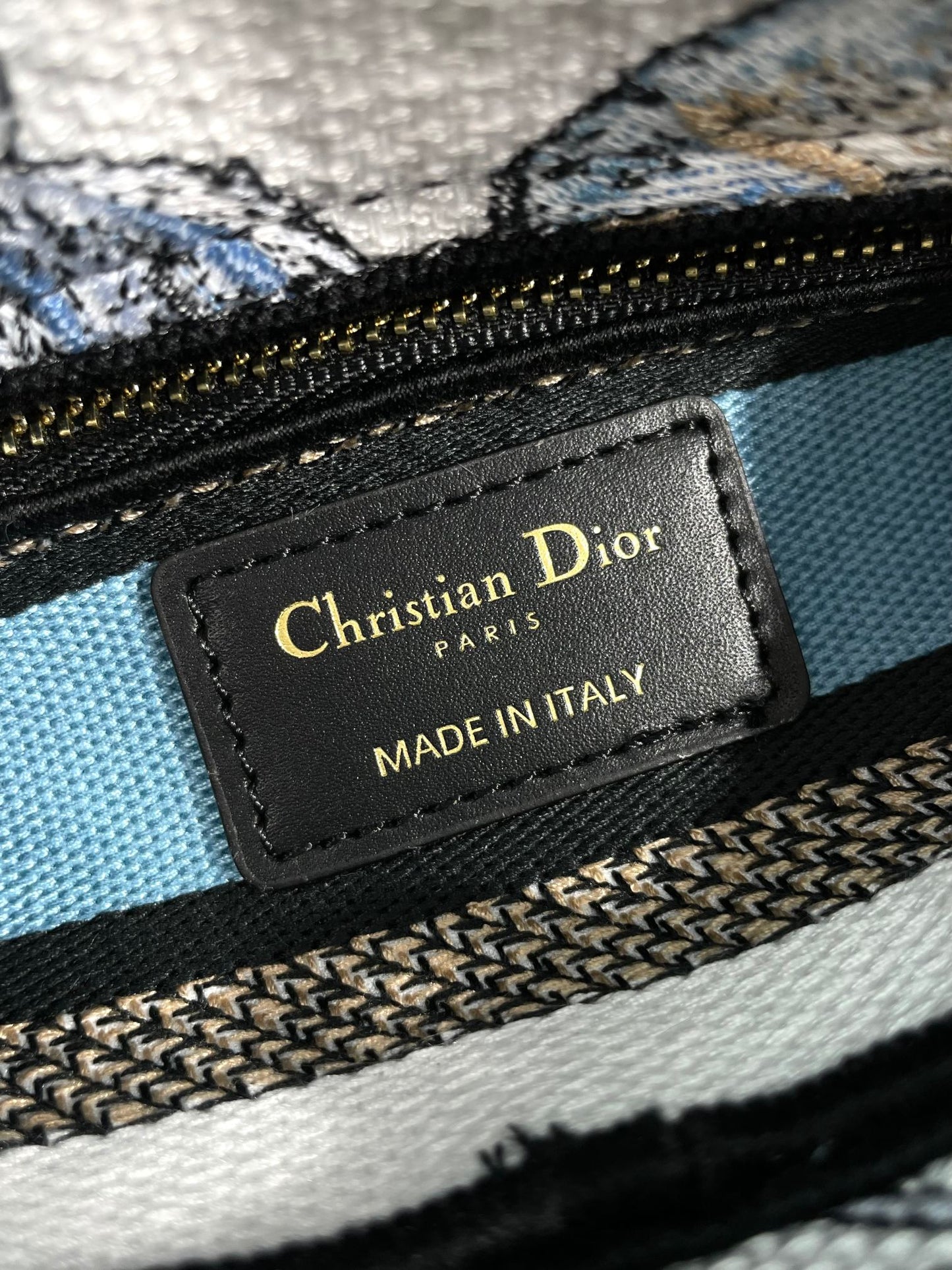 Christian Dior Lady D-Lite Bag with Blue Butterfly Motif Embroidery