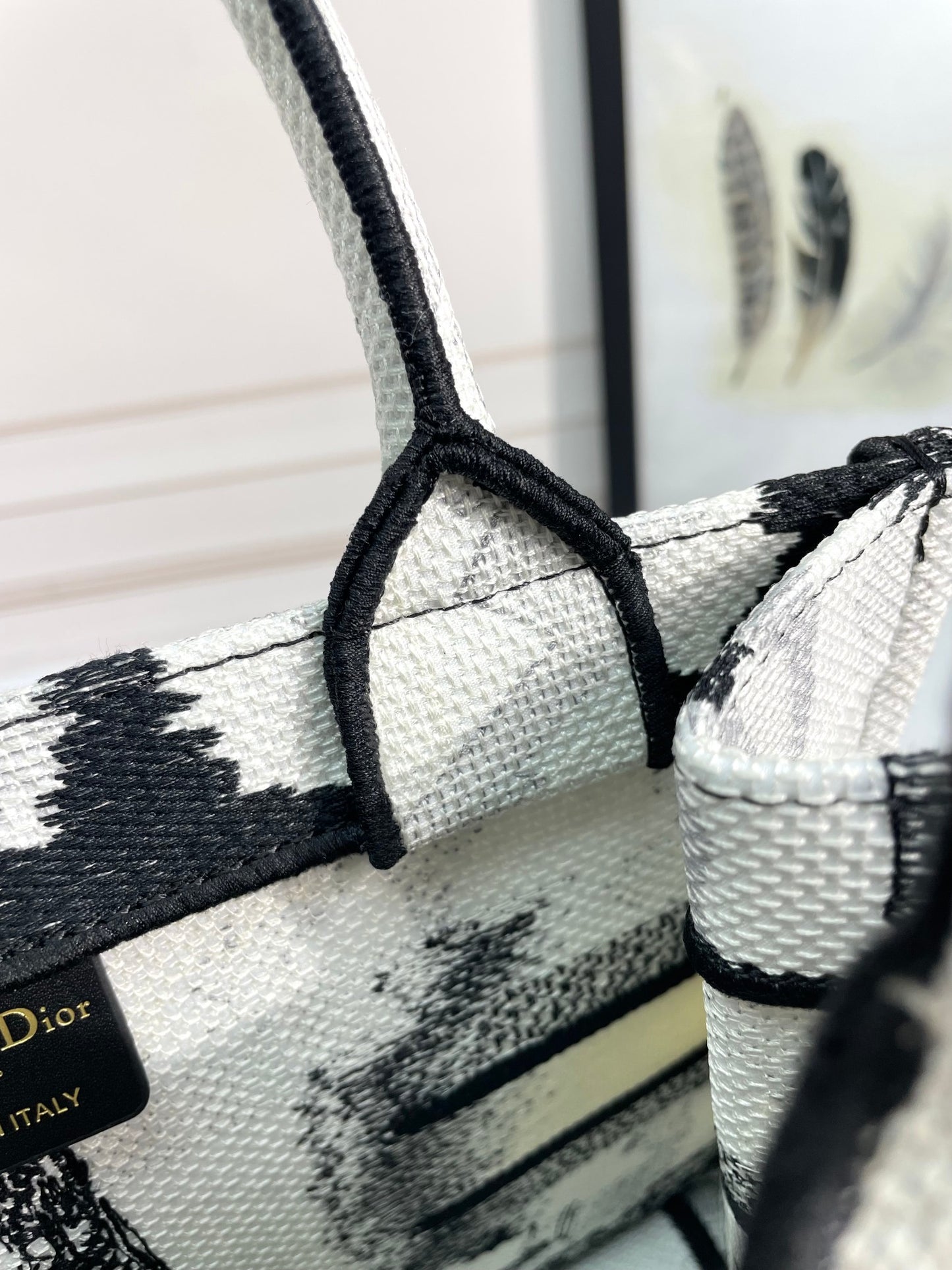 Dior Paris Eiffel Tower Embroidered Canvas Tote Bag with Top Handles