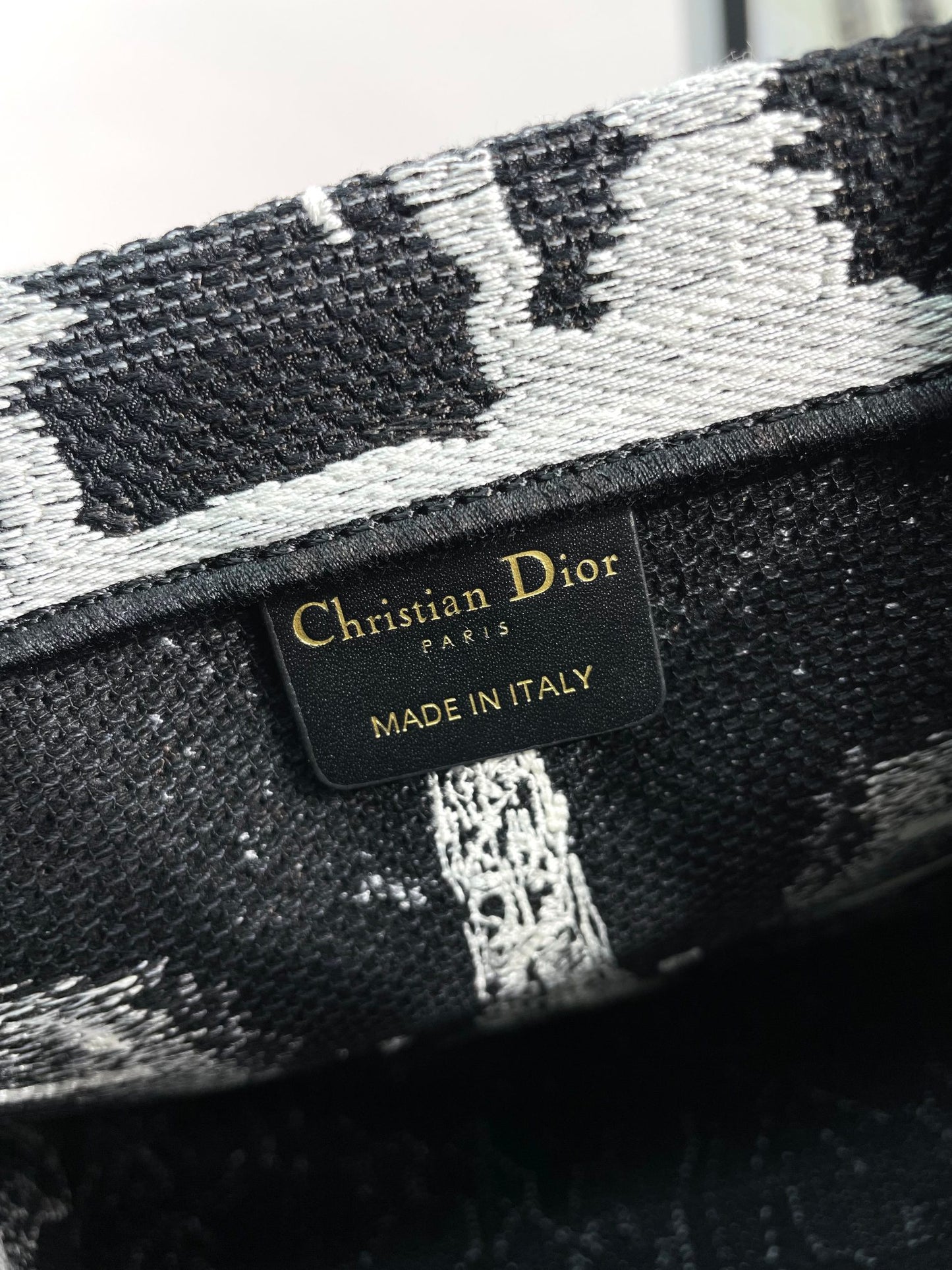 Christian Dior Medium Book Tote Bag - Black and White Plan de Paris Embroidery