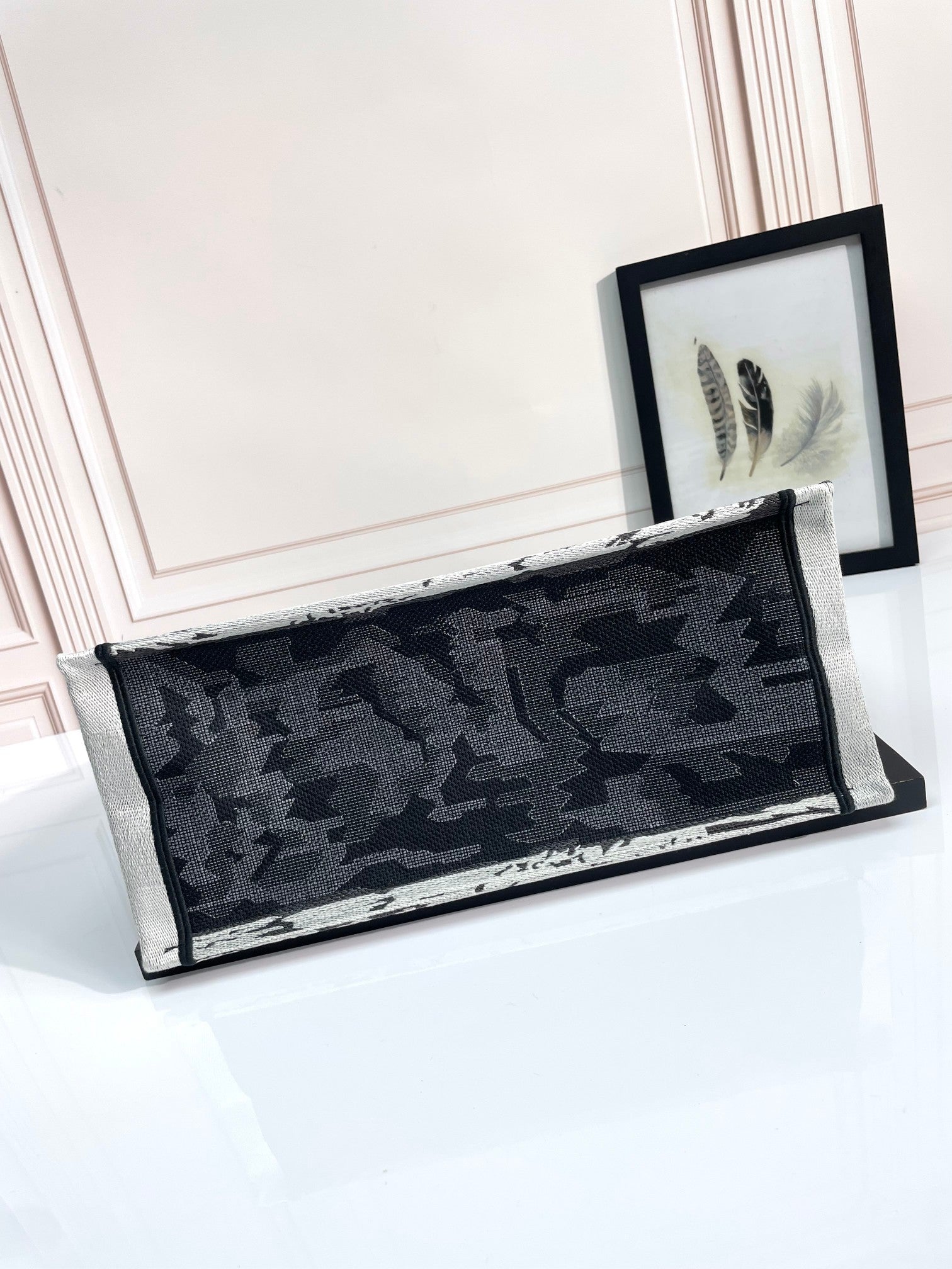 Christian Dior Medium Book Tote - Plan de Paris Black and White Embroidered Canvas