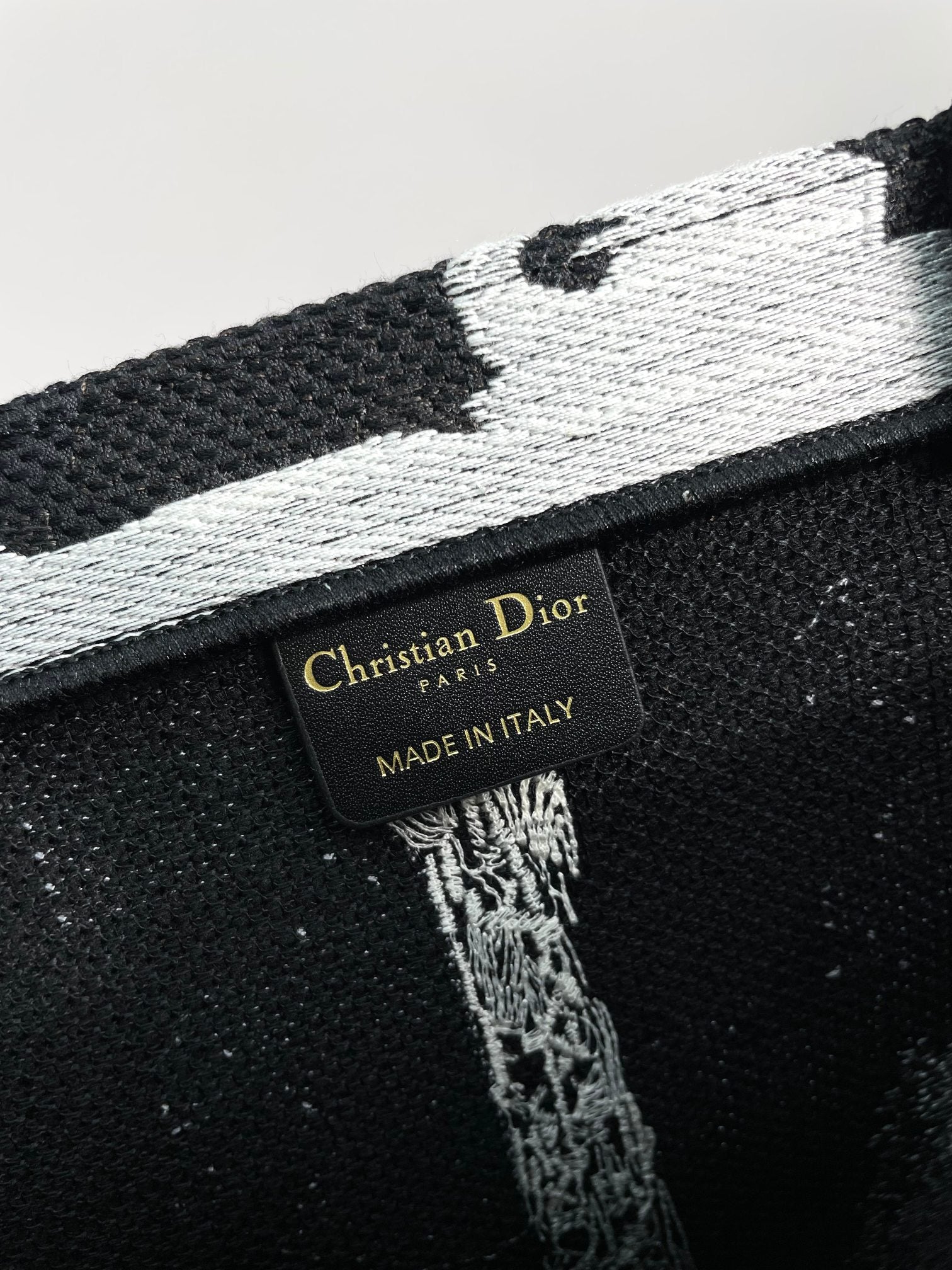 Christian Dior Book Tote Black and White Eiffel Tower Print Canvas Bag