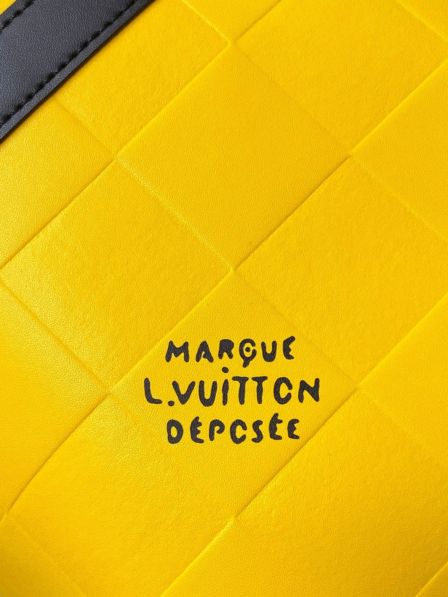 Louis Vuitton Yellow Checkered Weekender Duffle Bag with Black Leather Straps