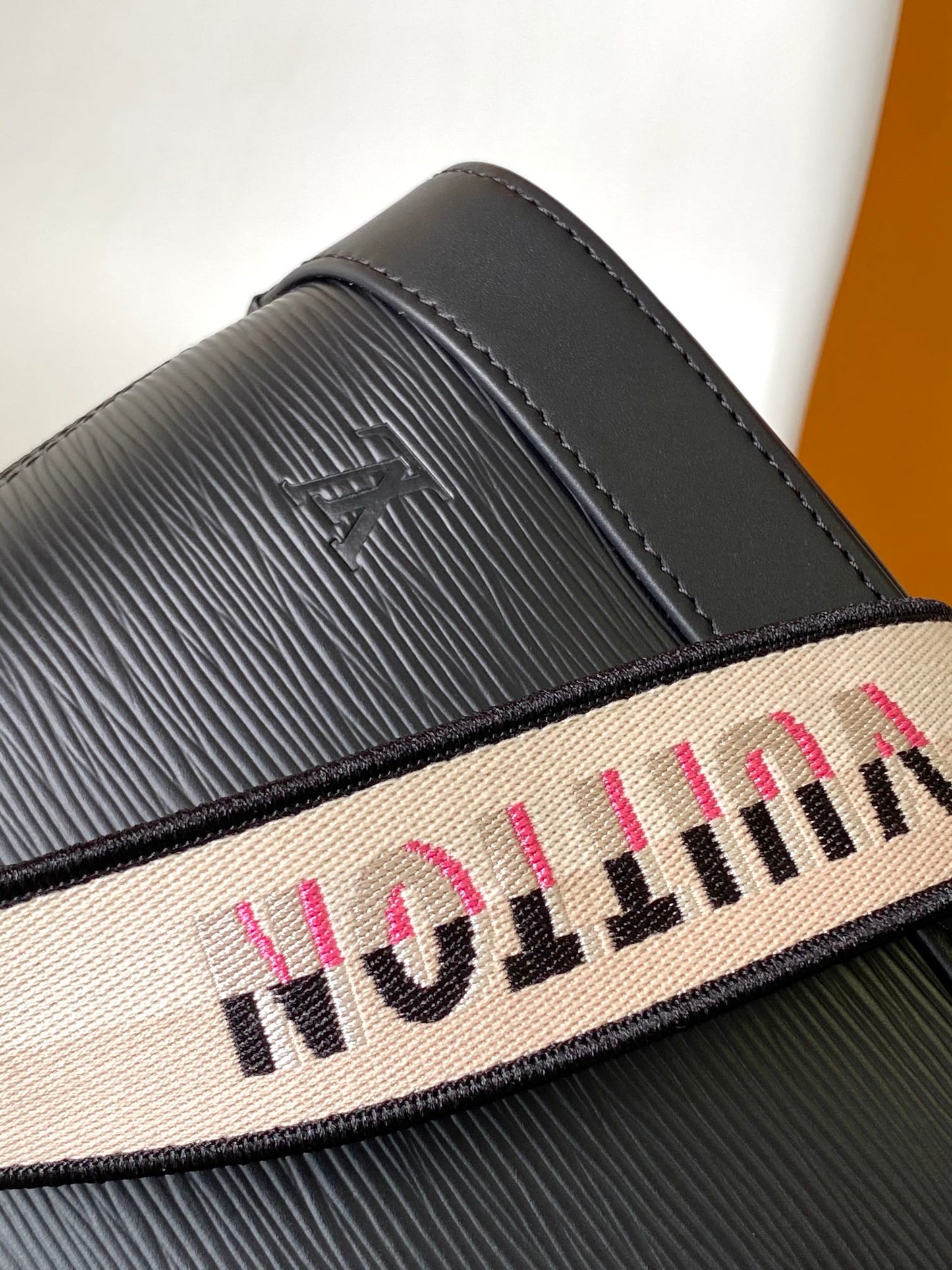 Louis Vuitton Alma BB Bag Epi Leather Noir Black with Jacquard Strap