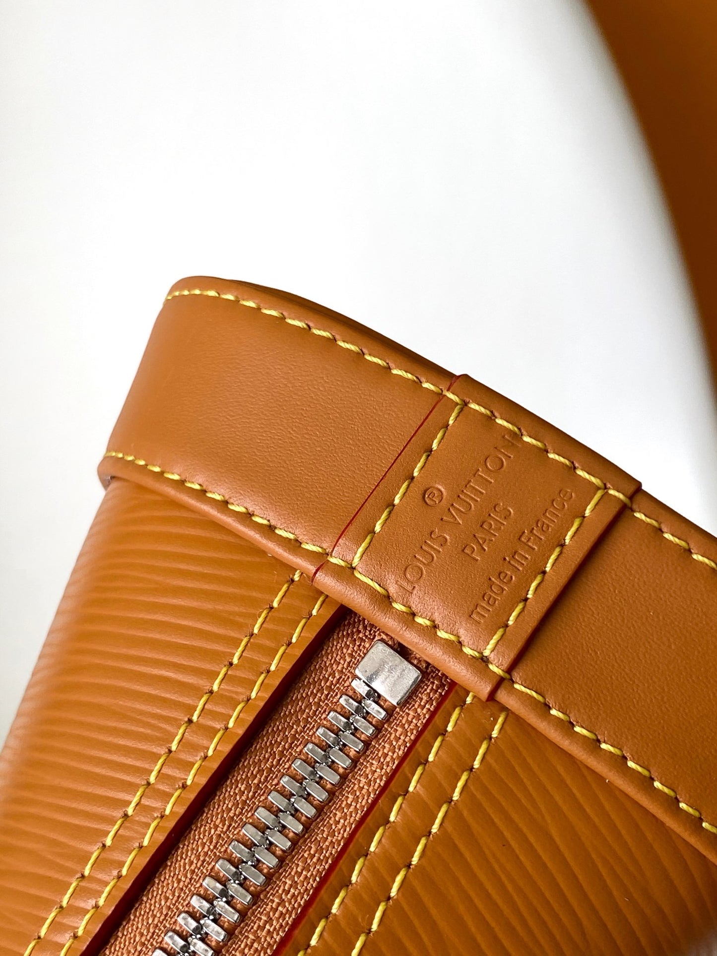 Louis Vuitton Textured Tan Leather Dome Handbag with Wide Crossbody Strap